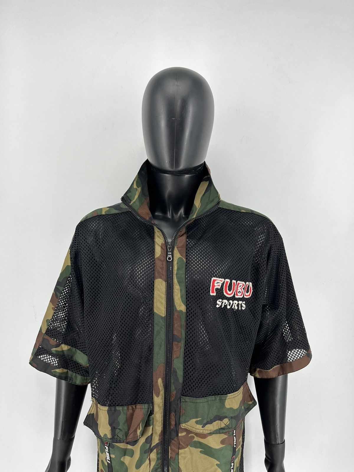 Fubu × Vintage Vintage 90s Fubu Camo Sports Side Tapes Zipper Jacket Tshir Size US L / EU 52-54 / 3 - 1 Thumbnail