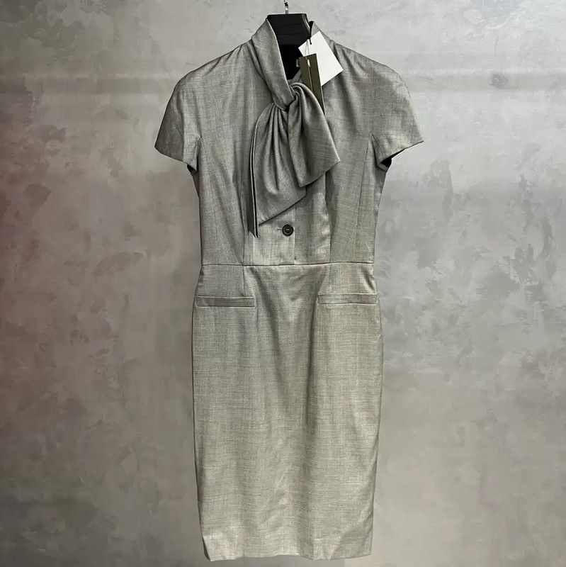 Dior Dior Gray Cotton Dress Size S 0089 Size S / US 4 / IT 40 - 1 Thumbnail