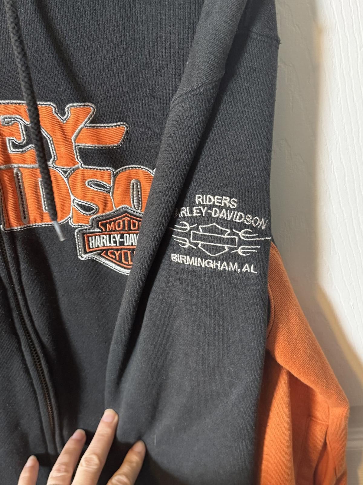Harley Davidson Vintage 2005 Harley-Davidson Black and Orange Zip-Up Size ONE SIZE - 4 Thumbnail