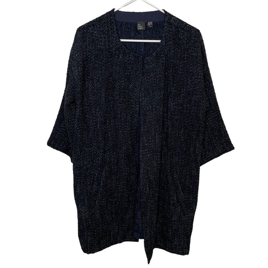 Eileen Fisher The Fisher Project Womens Boucle Jacket M Navy Open Front 3/4 Sleeve Collarless Size M / US 6-8 / IT 42-44 - 1 Thumbnail