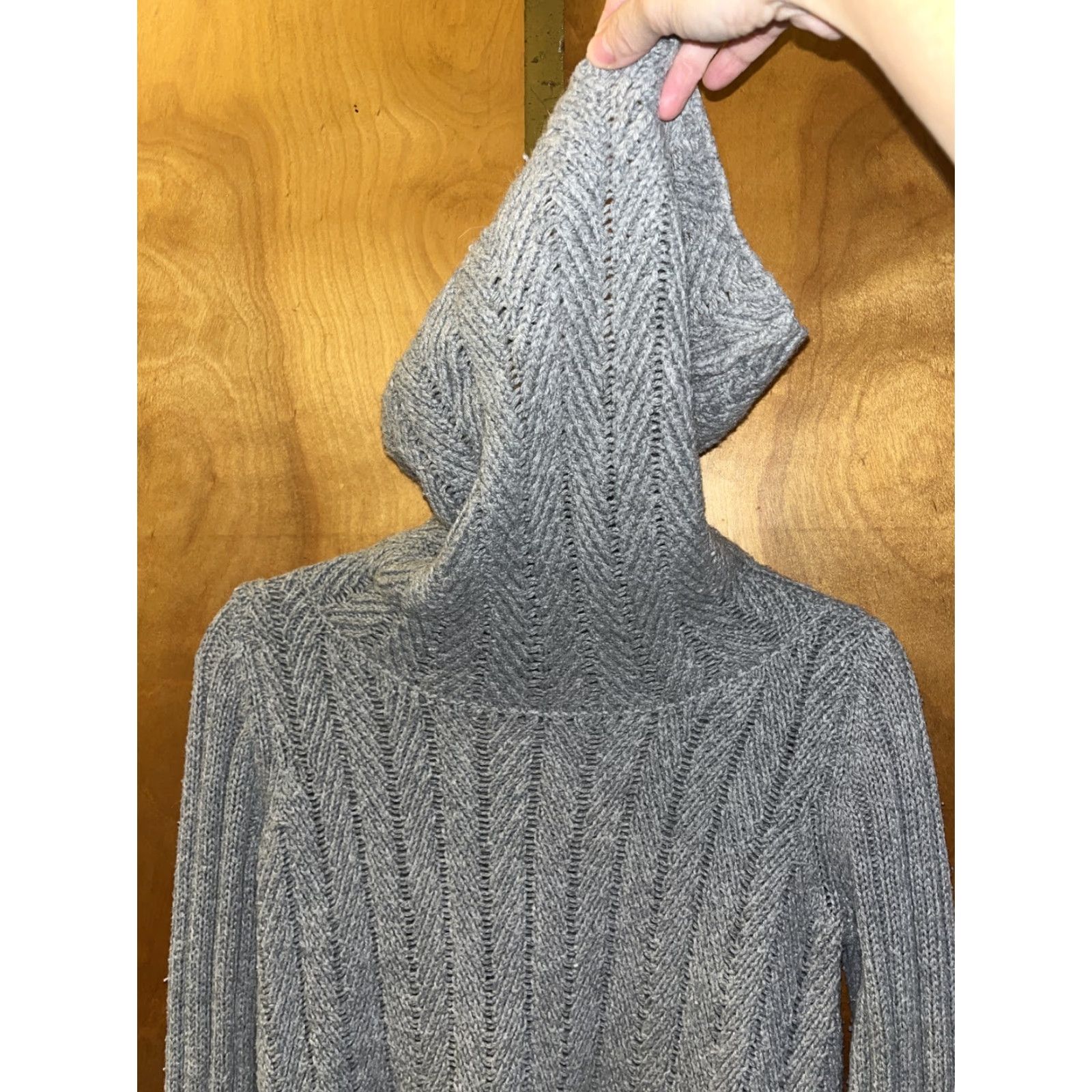 Gap Vintage GAP Womens Medium Gray Cable-Knit Cowl Neck Bell Sleeve Sweater Size M / US 6-8 / IT 42-44 - 6 Thumbnail