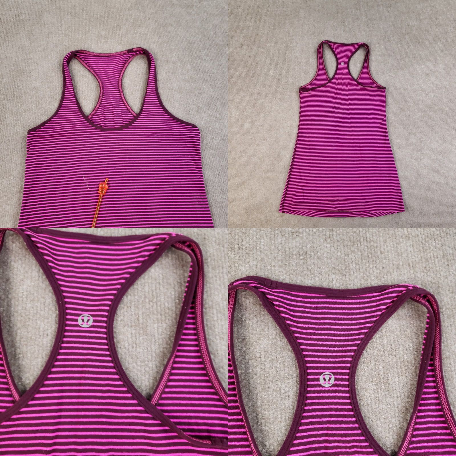 Lululemon Lululemon Tank Top Womens XS Pink Striped Lightweight Running Yoga Racerback Size S / US 4 / IT 40 - 8 Thumbnail
