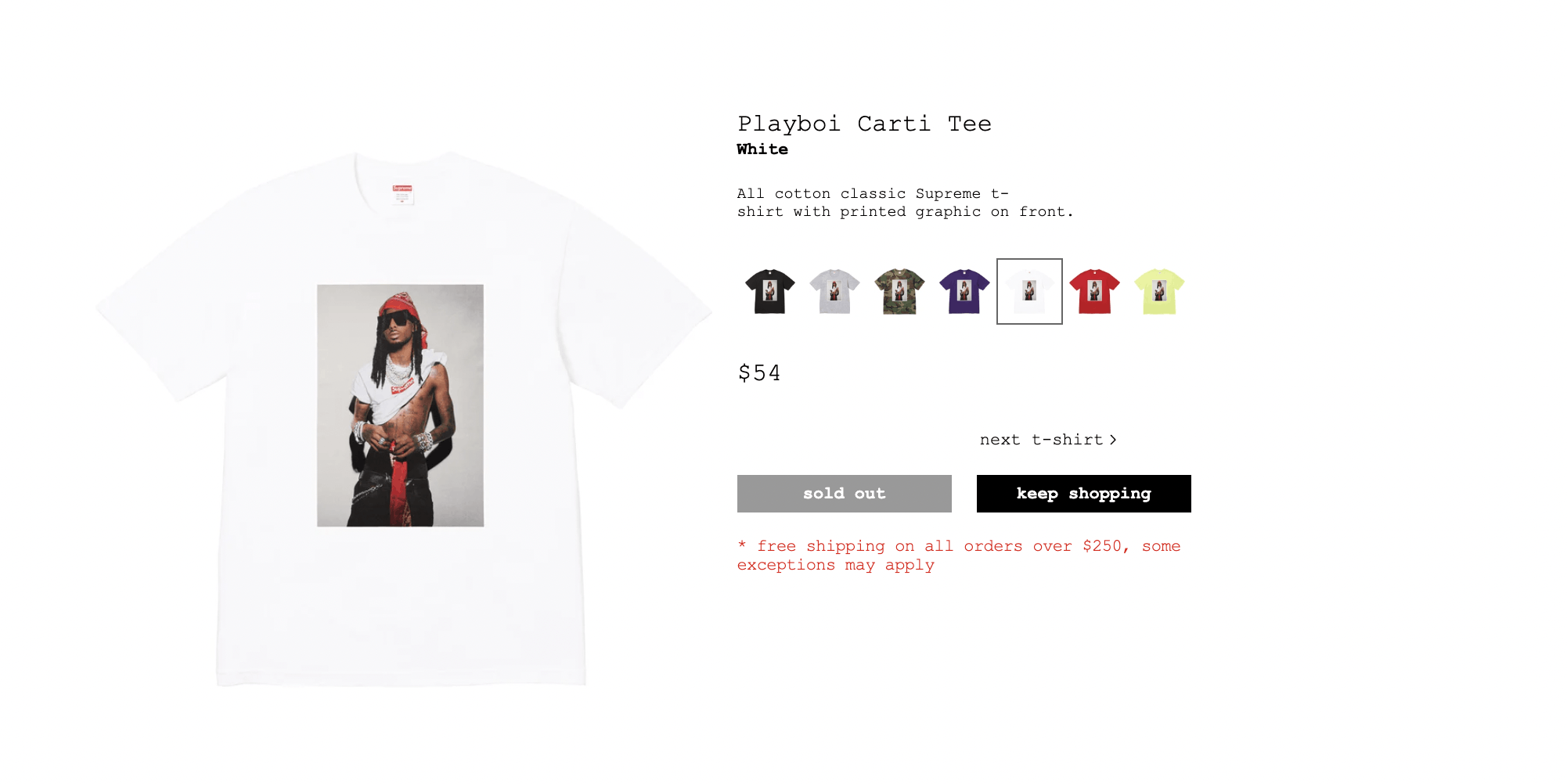 Supreme Playboi Carti Tee White