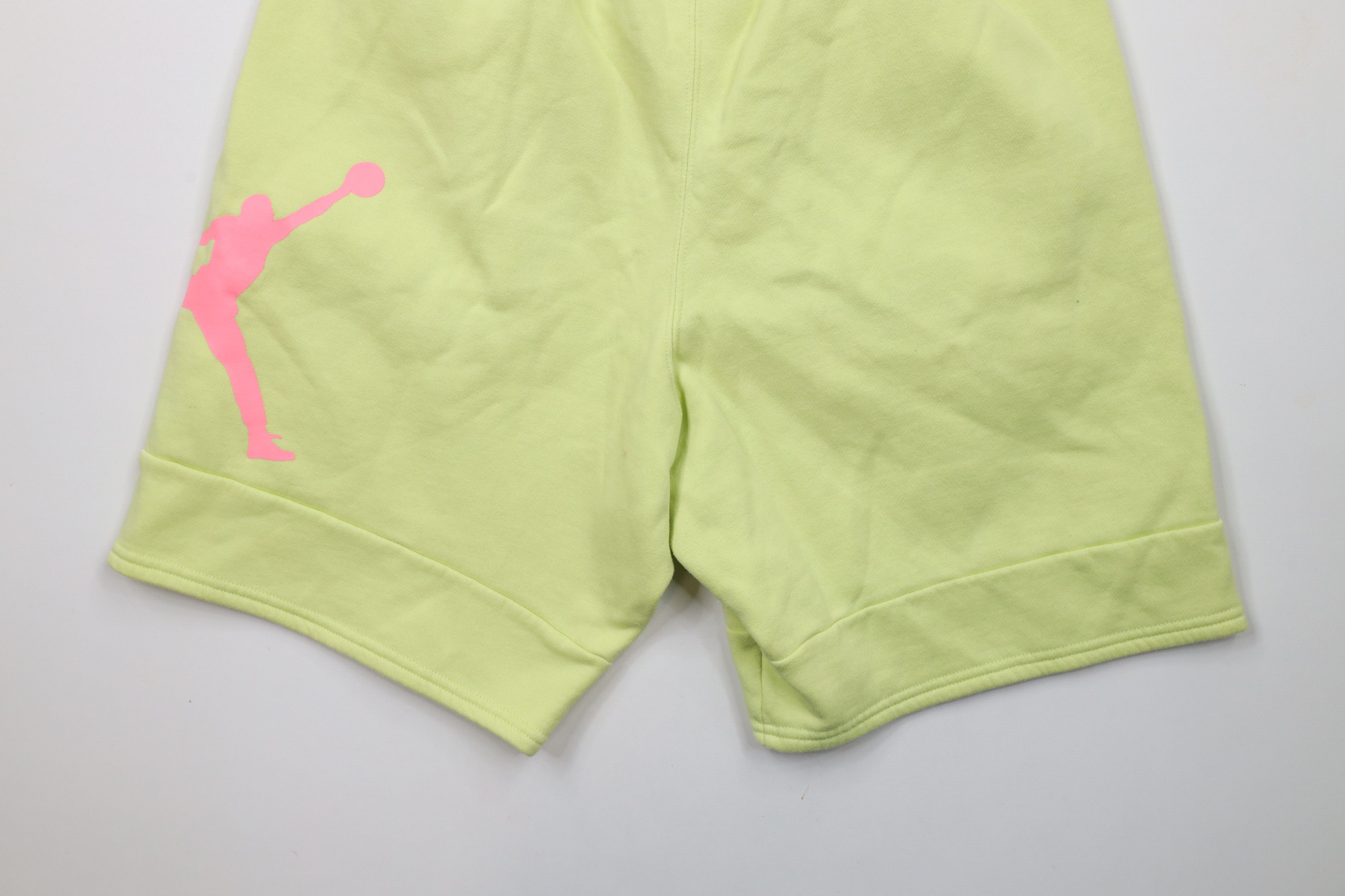 Nike × Vintage Nike Air Jordan Big Logo Jumpman Fleece Shorts Lime Green Size US 32 / EU 48 - 11 Thumbnail