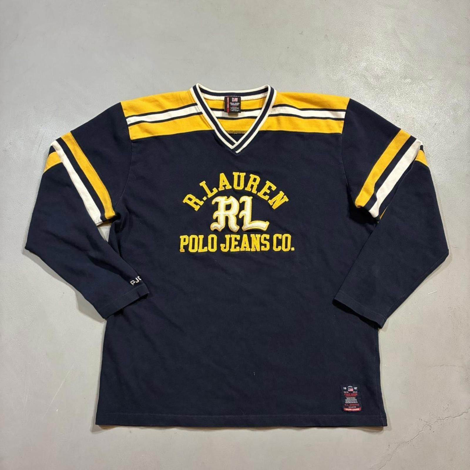 Polo Ralph Lauren Vintage Ralph Lauren Varsity Long Sleeve Pullover Y2K Size US L / EU 52-54 / 3 - 1 Thumbnail