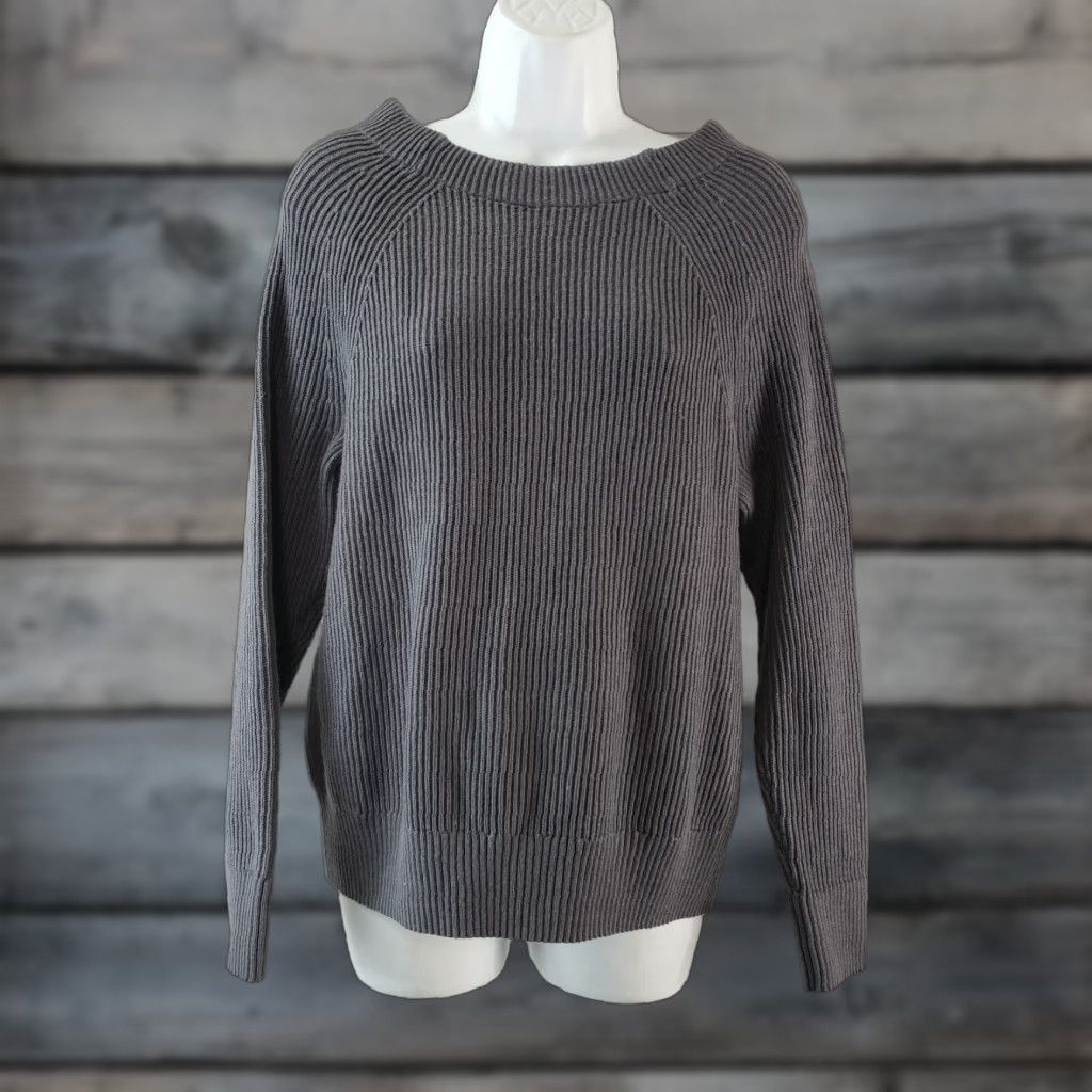 Banana Republic Banana Republic Womens Ribbed Tie Back Sweater L Gray Wool Blend Pullover Knit Long Sleeve Ladies Size L Mens/Womens? Size L / US 10 / IT 46 - 1 Thumbnail