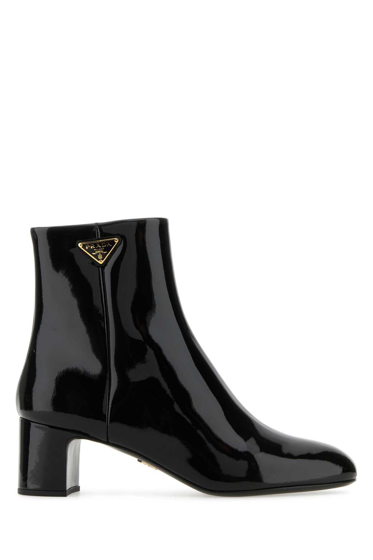 image of Prada Black Leather Ankle Boots, Women's (Size 6)