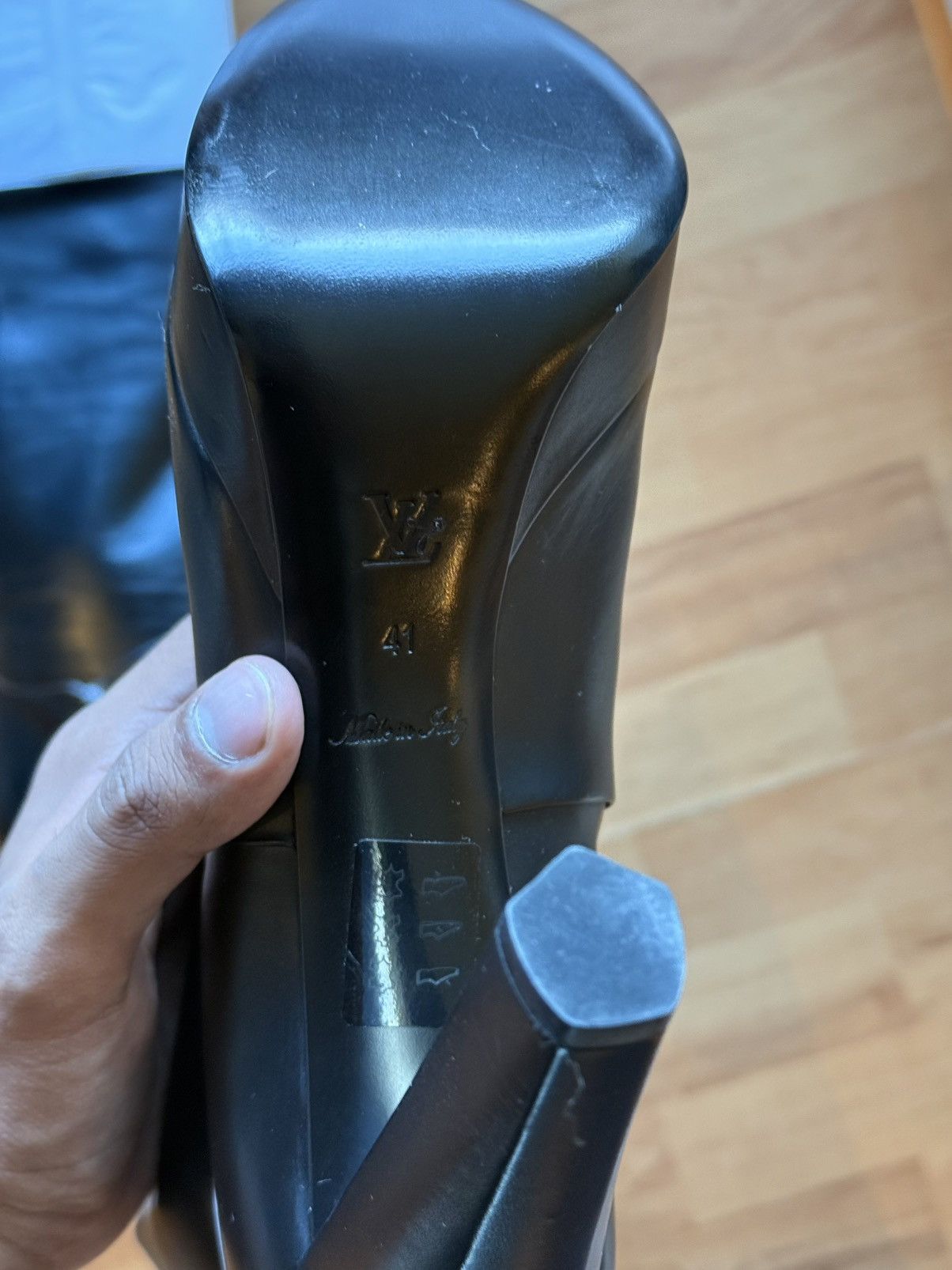 Louis Vuitton Louis Vuitton LV Monogram Tall Black Leather Platform Boots Size US 11 / IT 41 - 7 Thumbnail