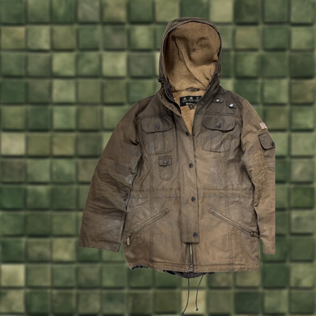 Barbour VINTAGE Barbour Jacket Parka Wax Cotton Brown Women's Coat Hooded Size UK 12 US 8 M Brown 90s Retro Vintage Barbour Clothes Womens Parka Jacket Size M / US 6-8 / IT 42-44 - 1 Thumbnail