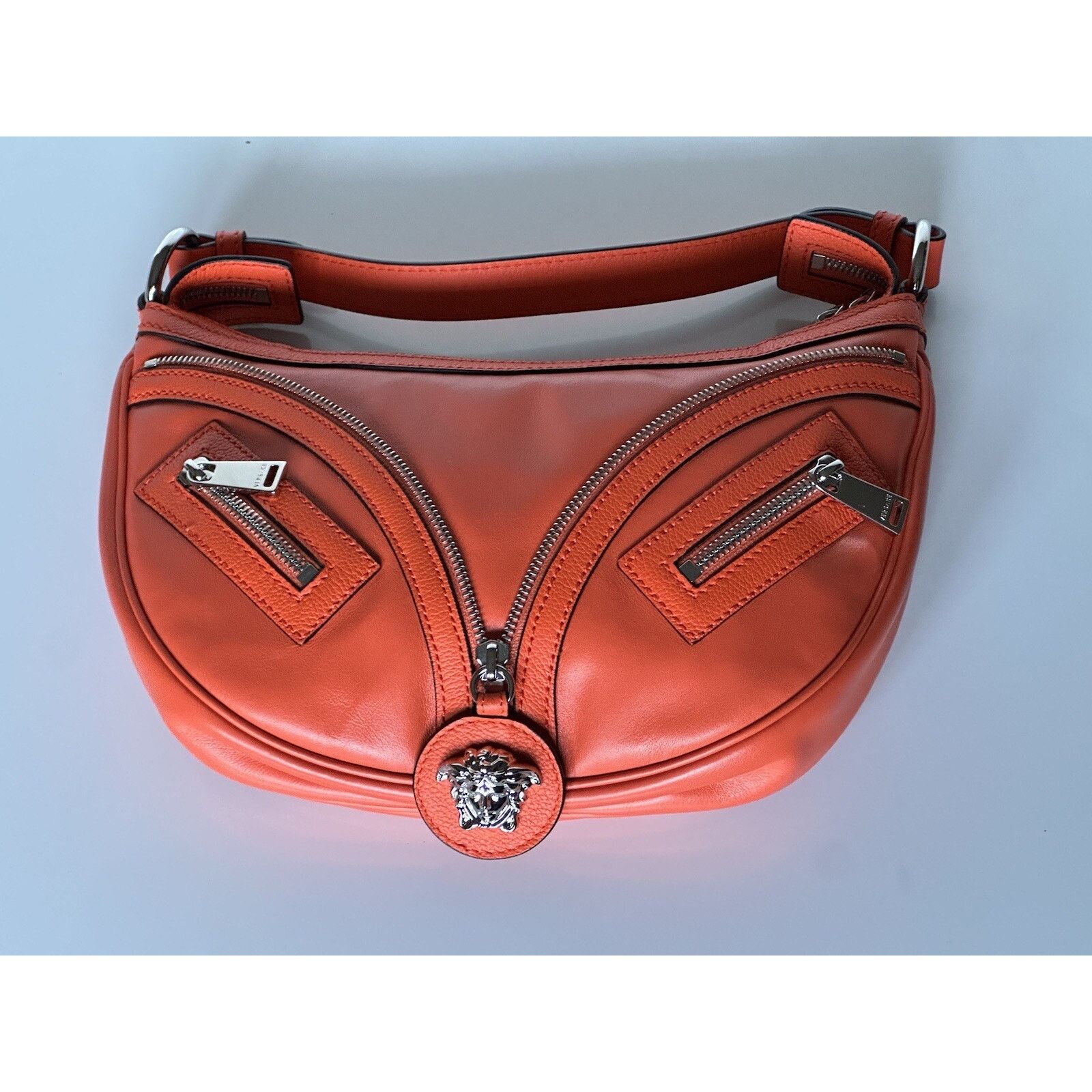 Versace Versace Medusa Leather Small Orange Hobo Bag 1007680 Size ONE SIZE - 9 Thumbnail