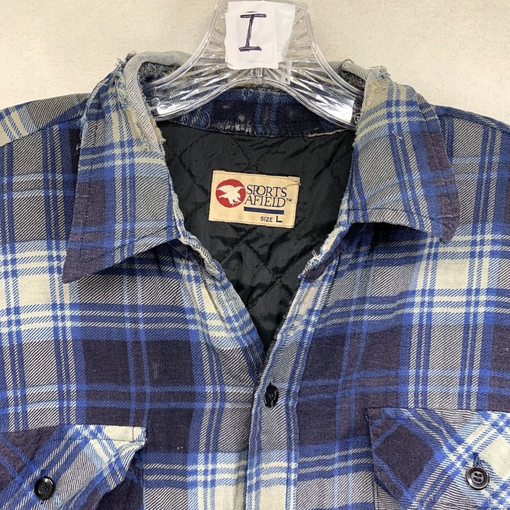 Vintage VINTAGE Sports Afield Quilted Plaid Jacket Large Blue Flannel Grunge Mens Size US L / EU 52-54 / 3 - 6 Thumbnail