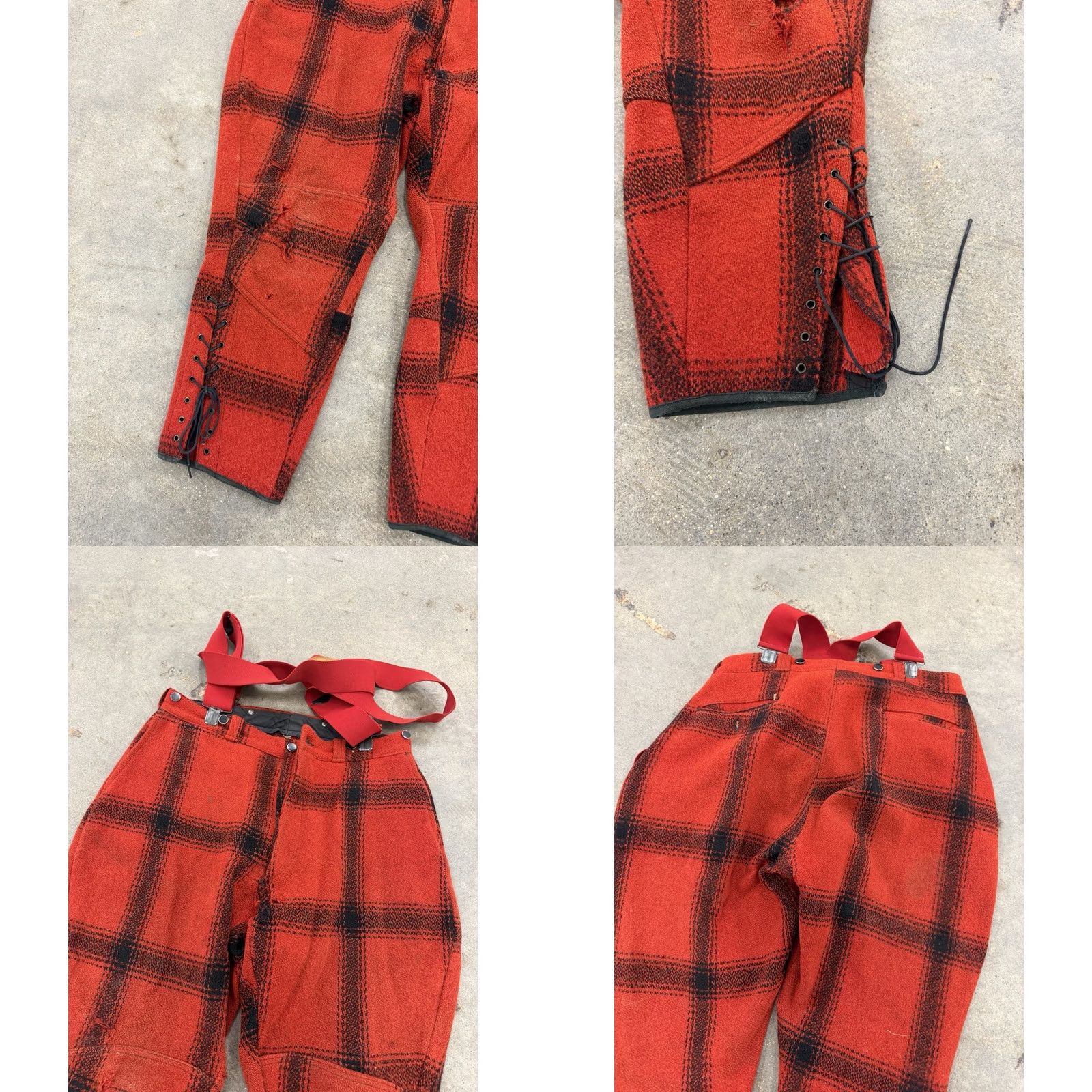 Sears VINTAGE Sears Hercules Plaid Wool Jacket Pants Set SZ Large Red Black Plaid Overcoat Men Fall Winter Wool Vintage 40s Size US 33 - 10 Thumbnail