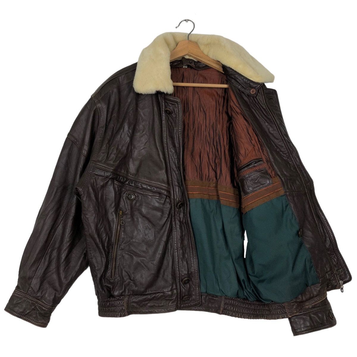 Genuine Leather 🔥90’s Vintage Bomber Leather Jacket Issey Miyake Collection Size US L / EU 52-54 / 3 - 7 Thumbnail