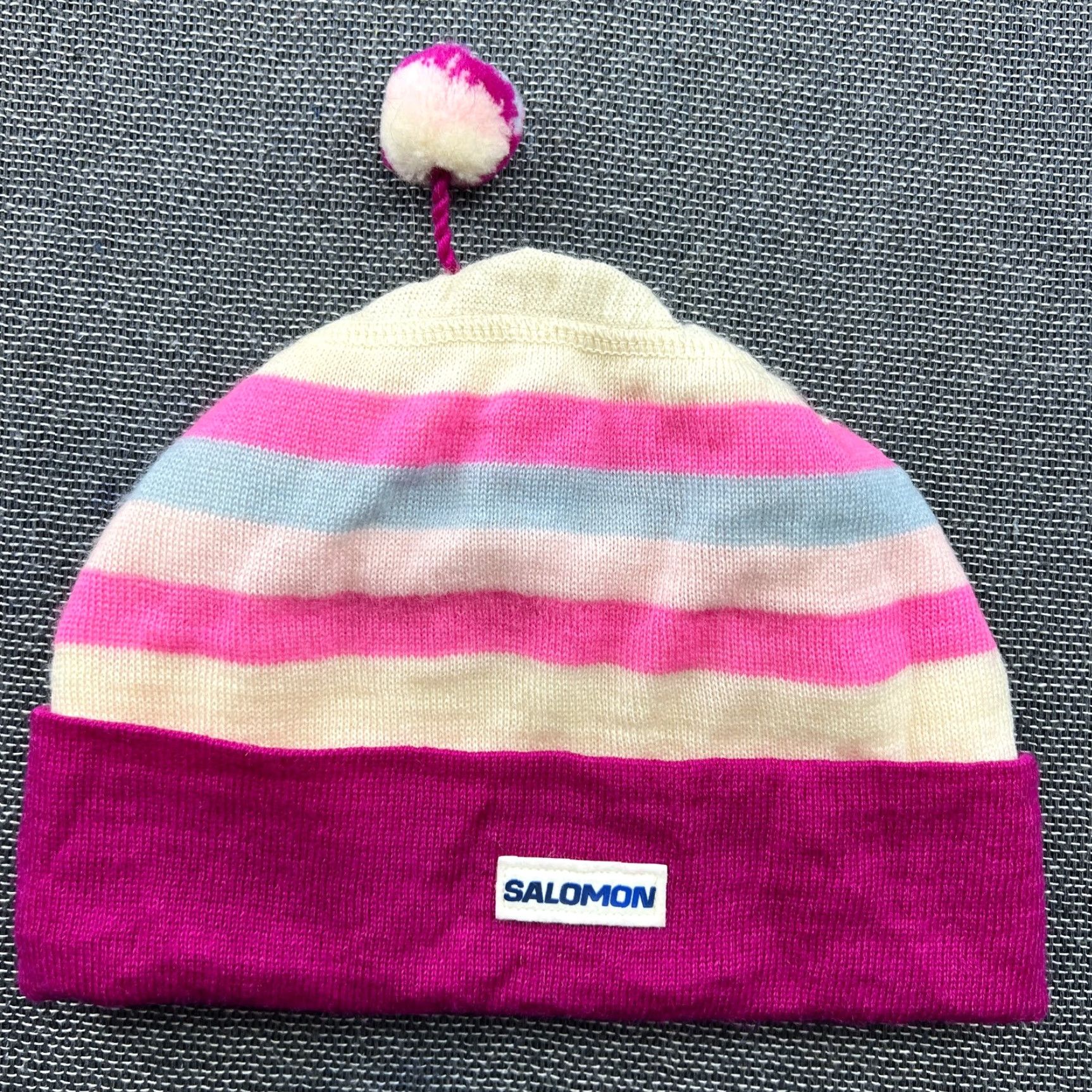 Salomon VINTAGE Salomon Beanie Hat One Size Wool Striped Lined Ski - 70s 80s Unsisex Adults Mens Womens Size ONE SIZE - 2 Thumbnail
