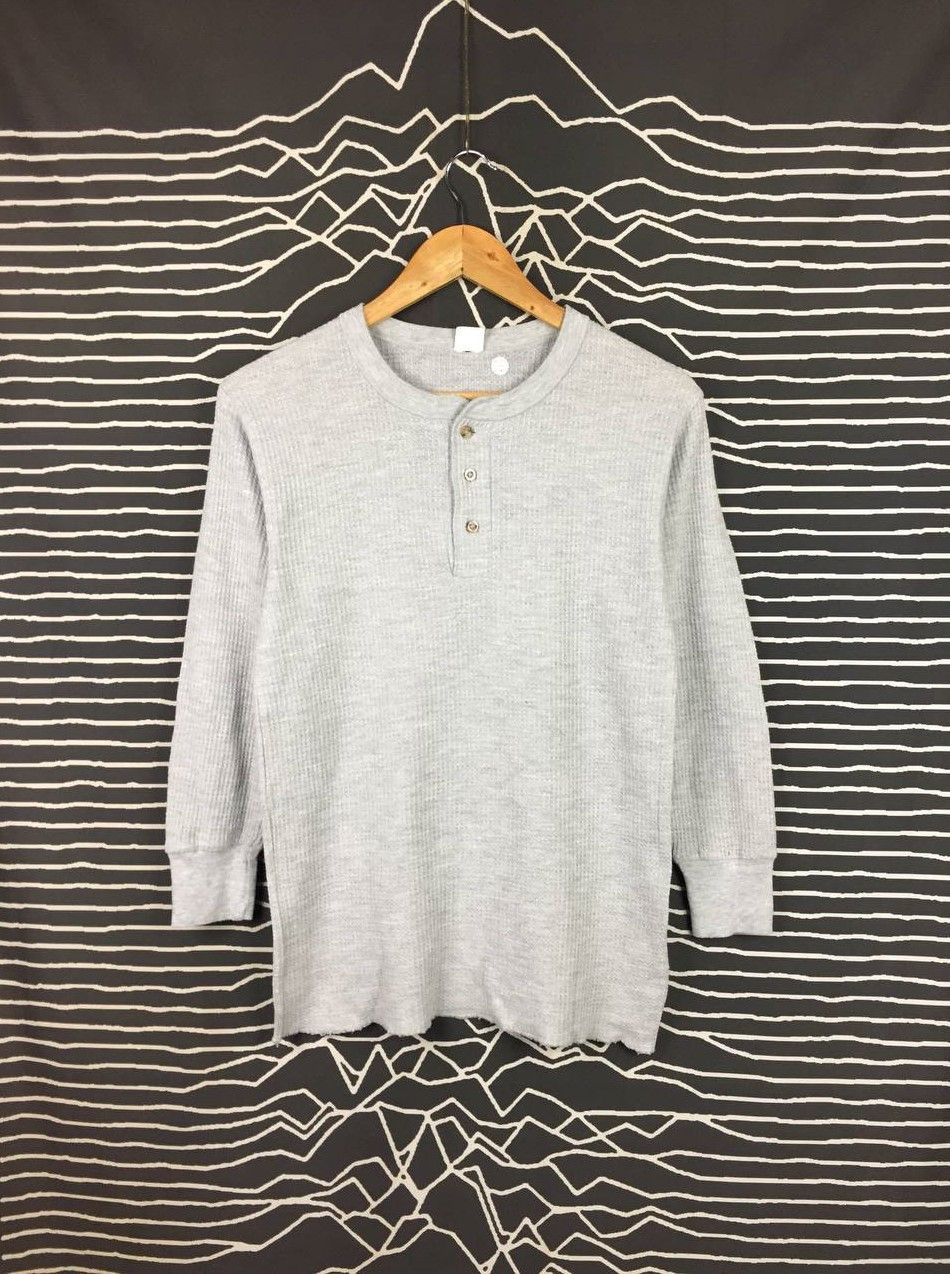 Vintage Vtg Hanes Waffle Knit Thermal Long Sleeve Henley Tee Size US S / EU 44-46 / 1 - 2 Thumbnail
