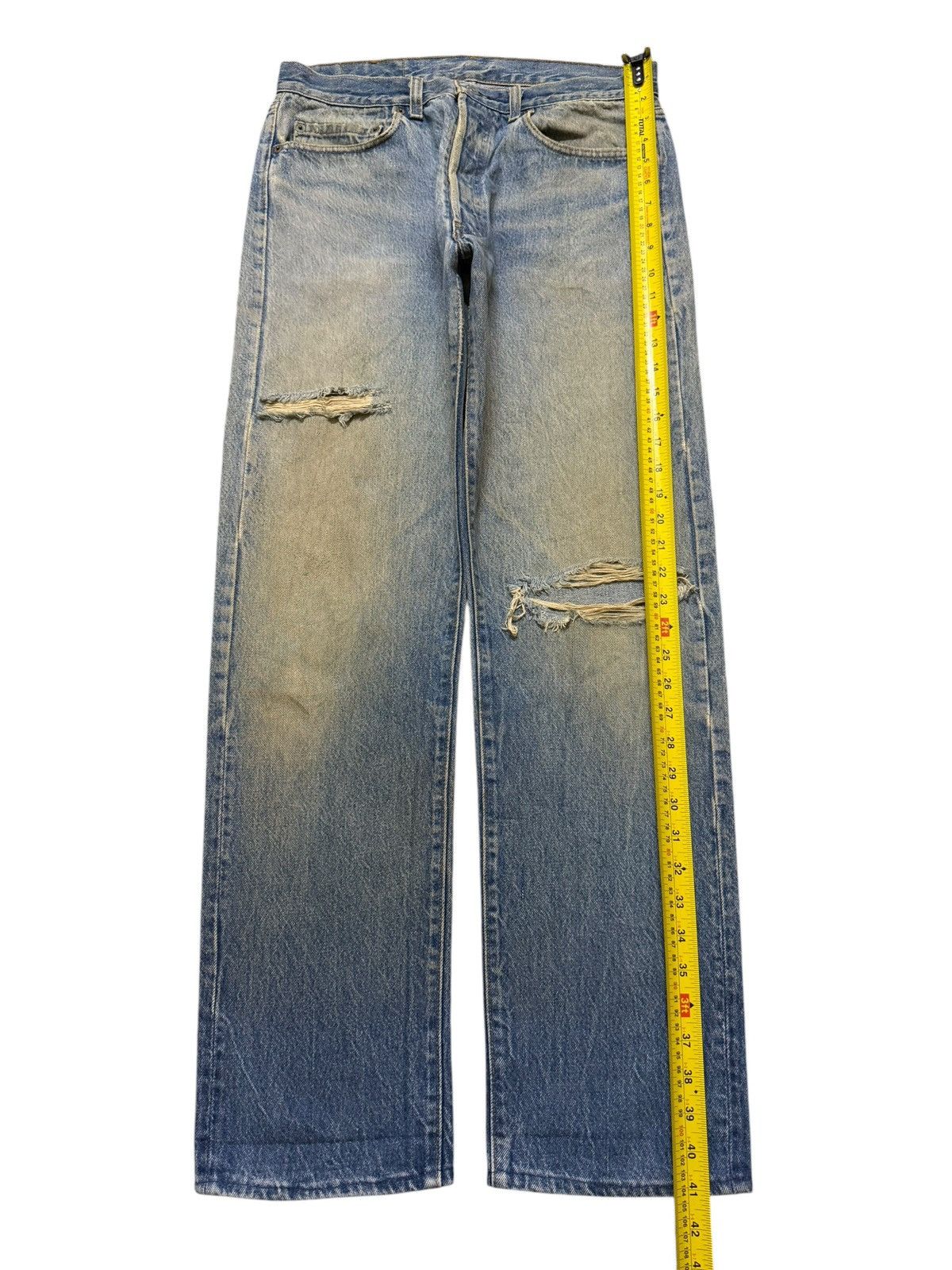 Levi's Vintage 70s Levis 501 Blue Mud Wash Distressed Straight Leg Size US 31 - 10 Thumbnail