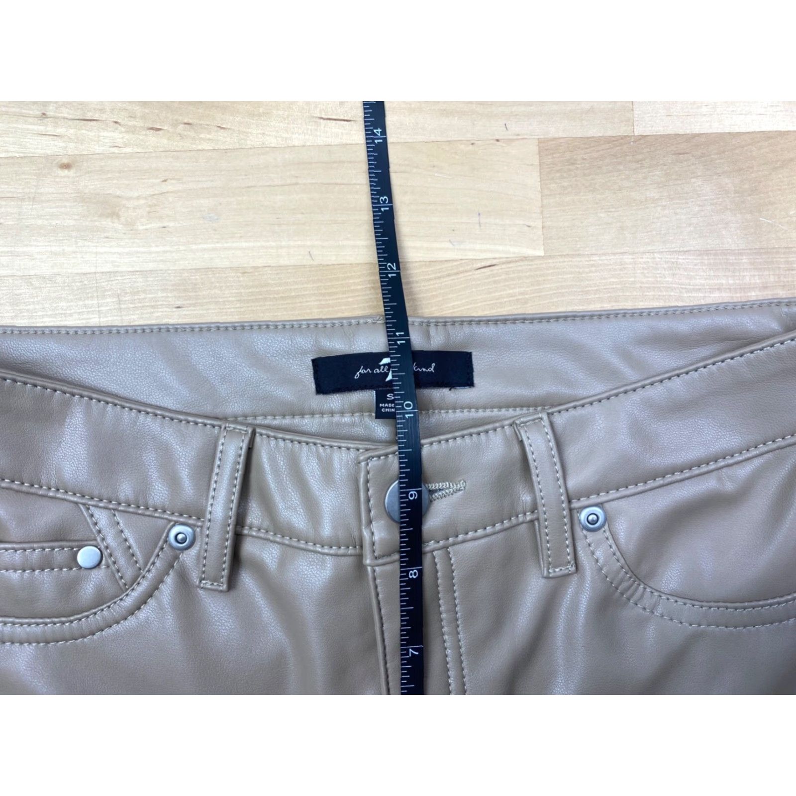 7 For All Mankind 7 For All Mankind Jeans Womens Faux Leather Beige S Casual Straight Pant Size 28" / US 6 / IT 42 - 6 Thumbnail