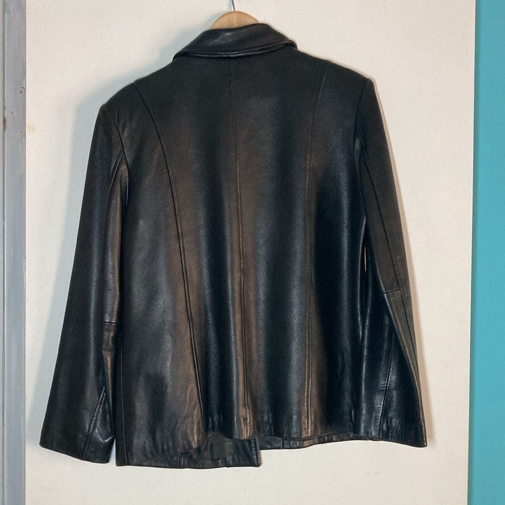 Vintage Petite Sophisticate Black Leather Blazer Jacket Size SP Butt Size S / US 4 / IT 40 - 4 Thumbnail