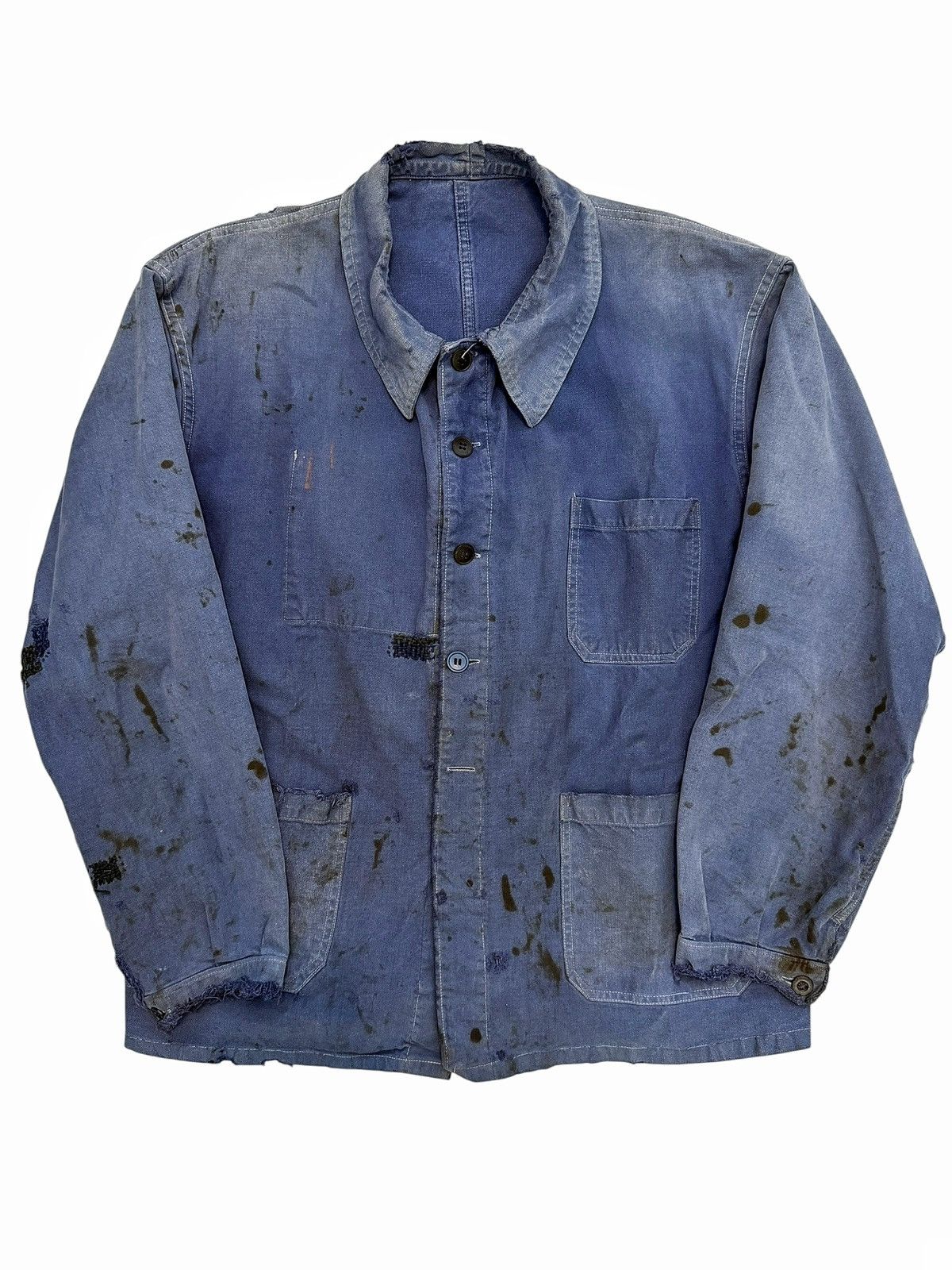 Vintage GRAIL 1930’s Boro Repaired Indigo French Workwear Chore Coat Size US XL / EU 56 / 4 - 1 Thumbnail