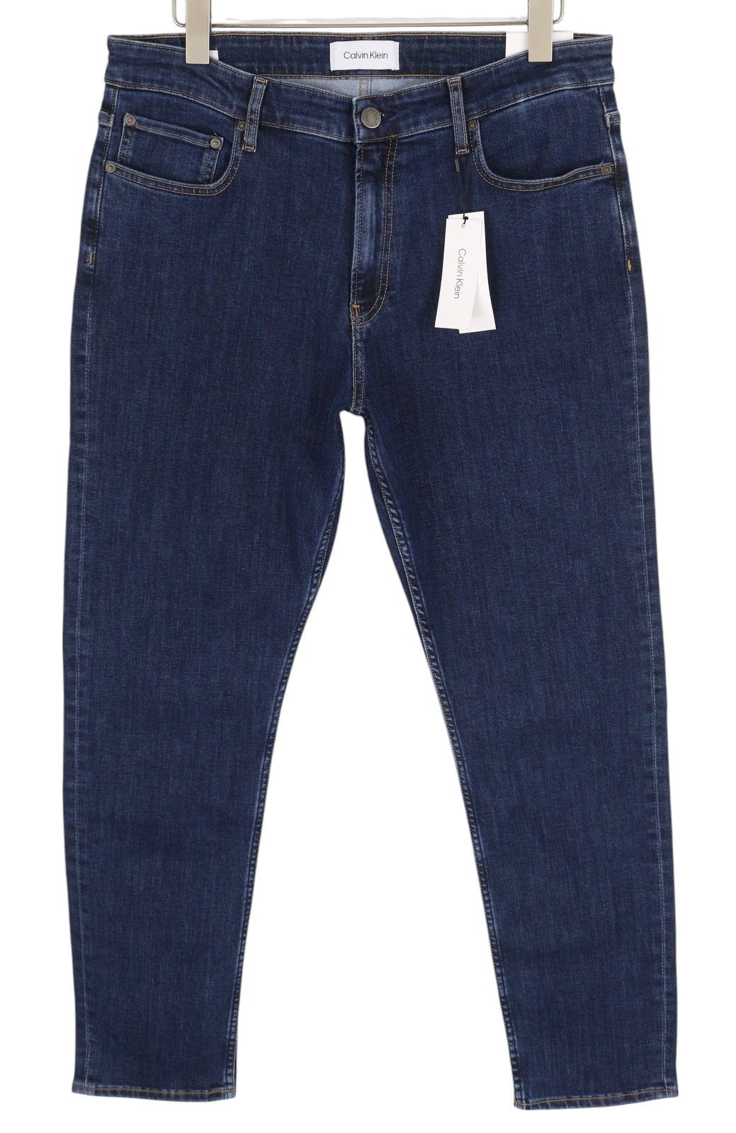 Calvin Klein W34/L32 Dark Blue Tapered Fit Zip Fly Logo Denim 85168 Size US 34 / EU 50 - 1 Thumbnail