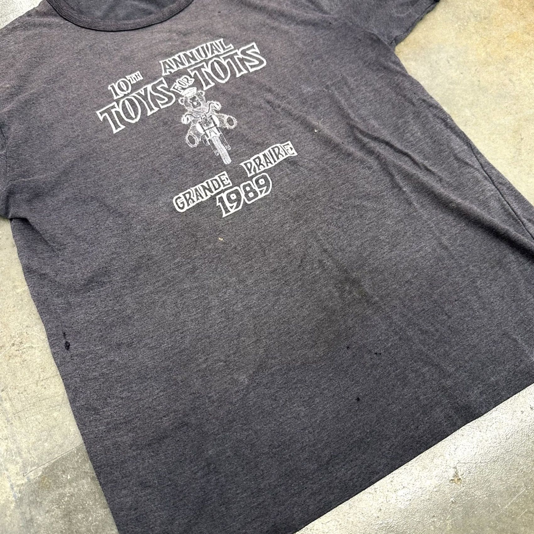 Vintage VINTAGE 1989 10th Annual Toys For Tots Biker Benefit Ringer T Shirt Large Black Size US L / EU 52-54 / 3 - 4 Thumbnail