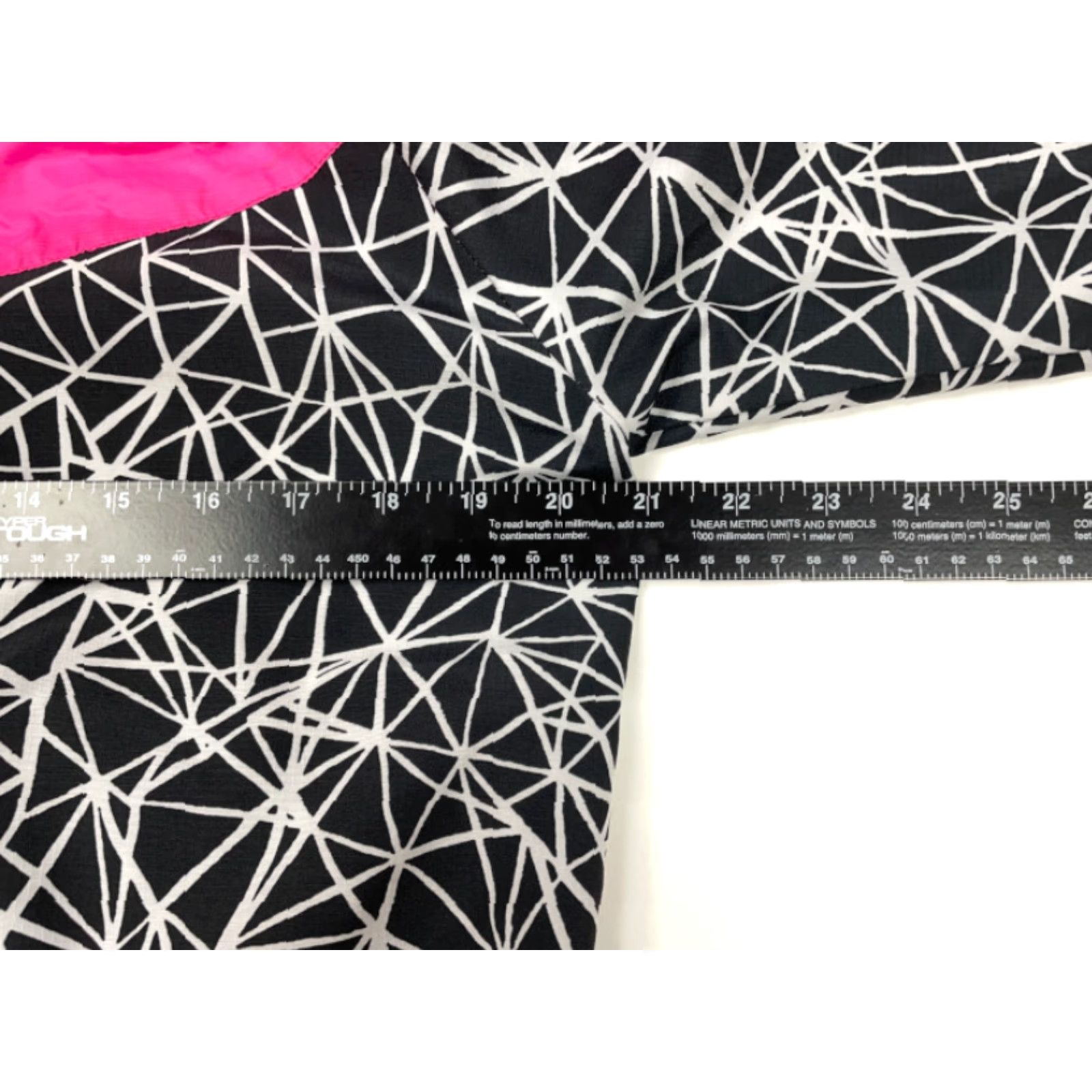 Pinko VINTAGE Abstract Pink Black Geometric Print Full-Zip Hooded Windbreaker Jacket 90s L-XL Size L / US 10 / IT 46 - 6 Thumbnail