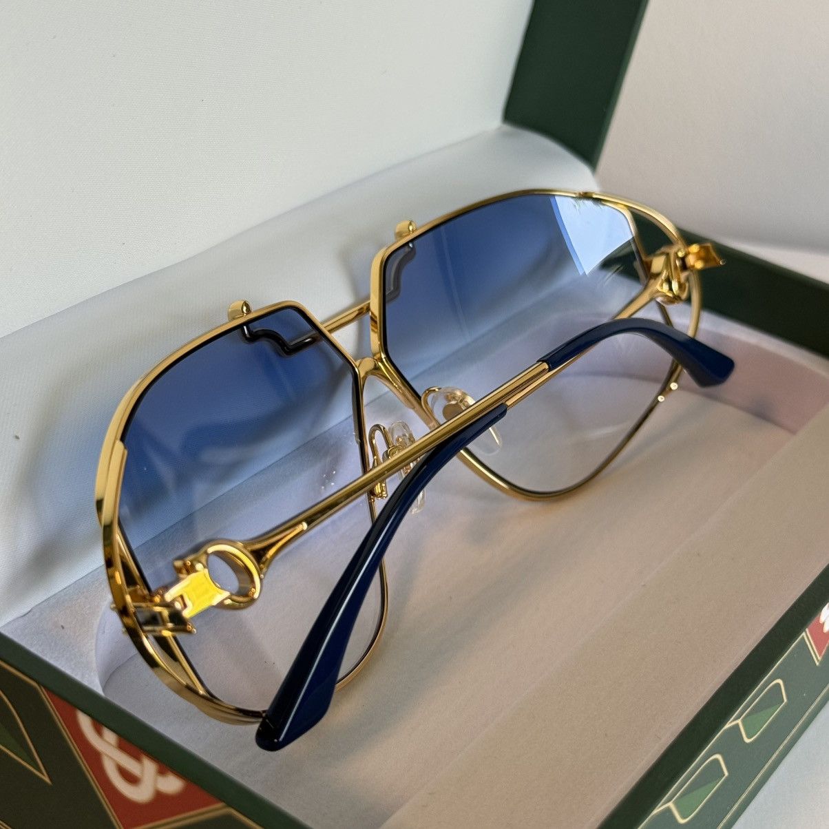Casablanca Casablanca Stainless Steel Pilot Sunglasses Blue Tint Size ONE SIZE - 8 Thumbnail