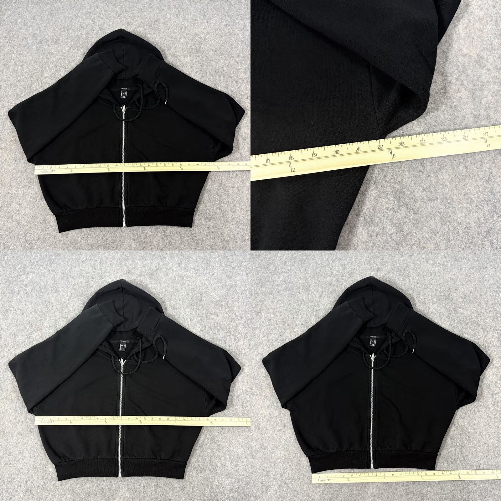 Forever 21 FOREVER 21 Hooded Full Zip Cropped Long Sleeve Jacket Women's L Black Size L / US 10 / IT 46 - 8 Thumbnail