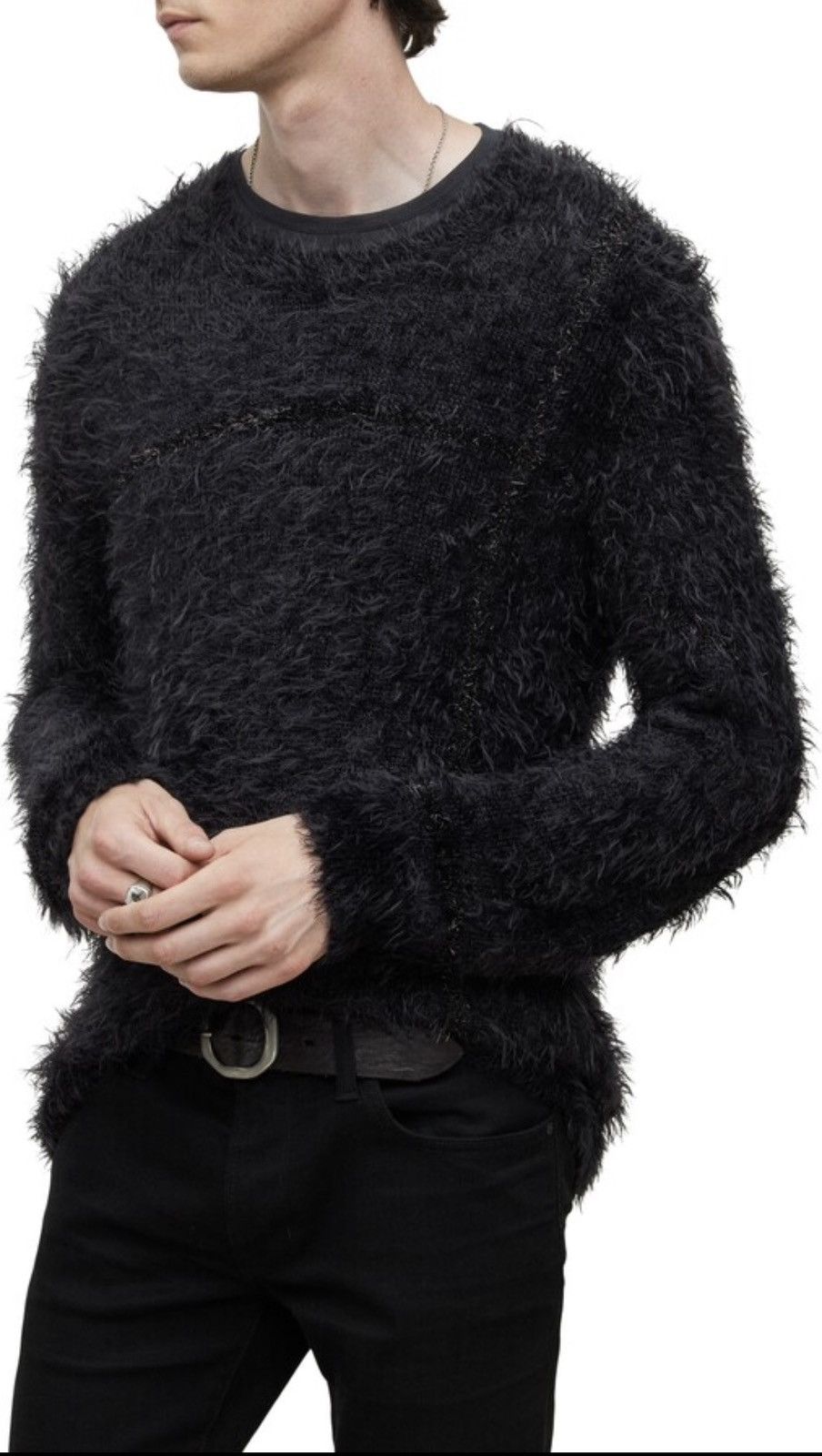 John Varvatos Black Fuzzy Sweater medium Size US M / EU 48-50 / 2 - 4 Thumbnail