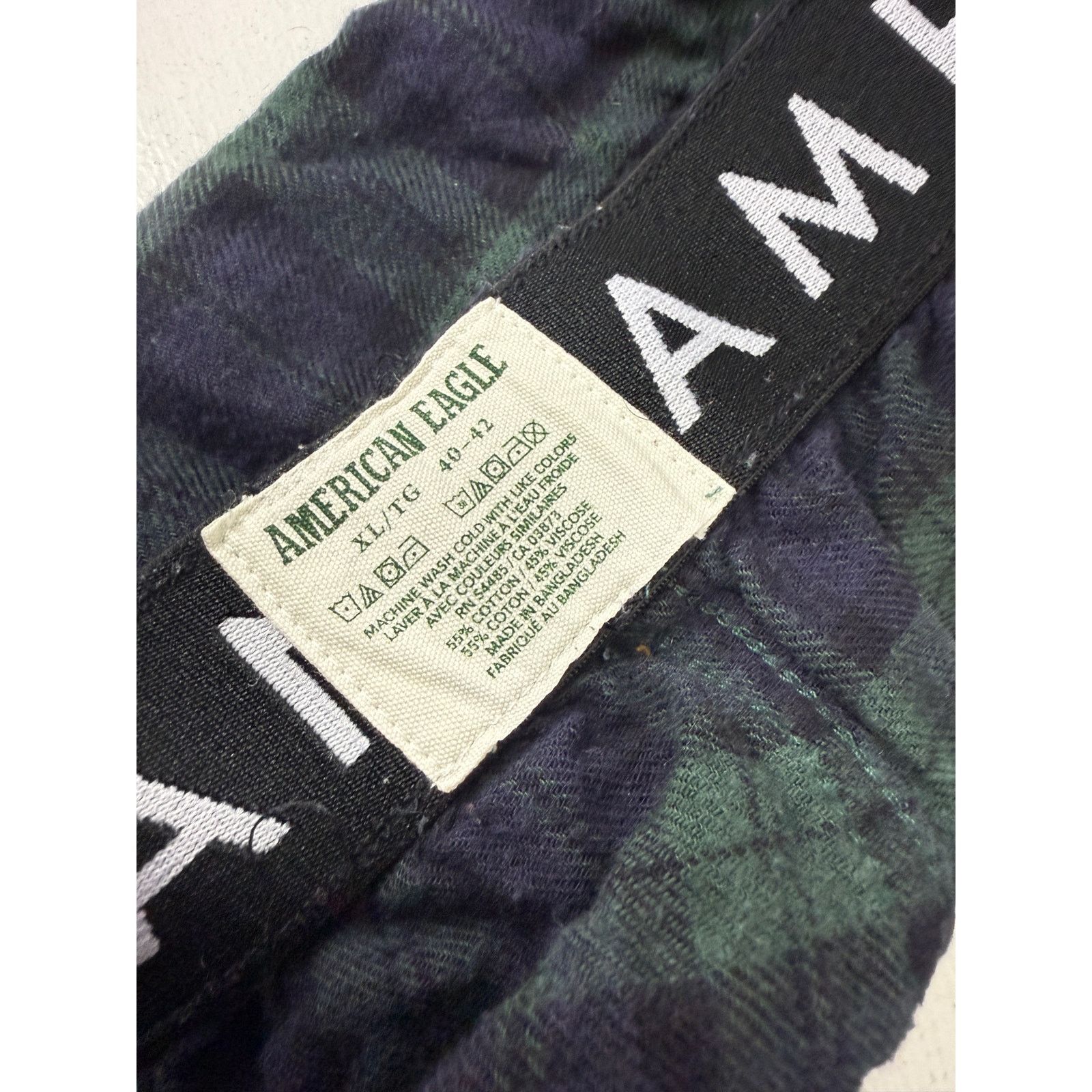 American Eagle Outfitters American Eagle Lounge Flannel Blue Green Plaid Boxer Shorts Size 38" / US 16 / IT 52 - 3 Thumbnail
