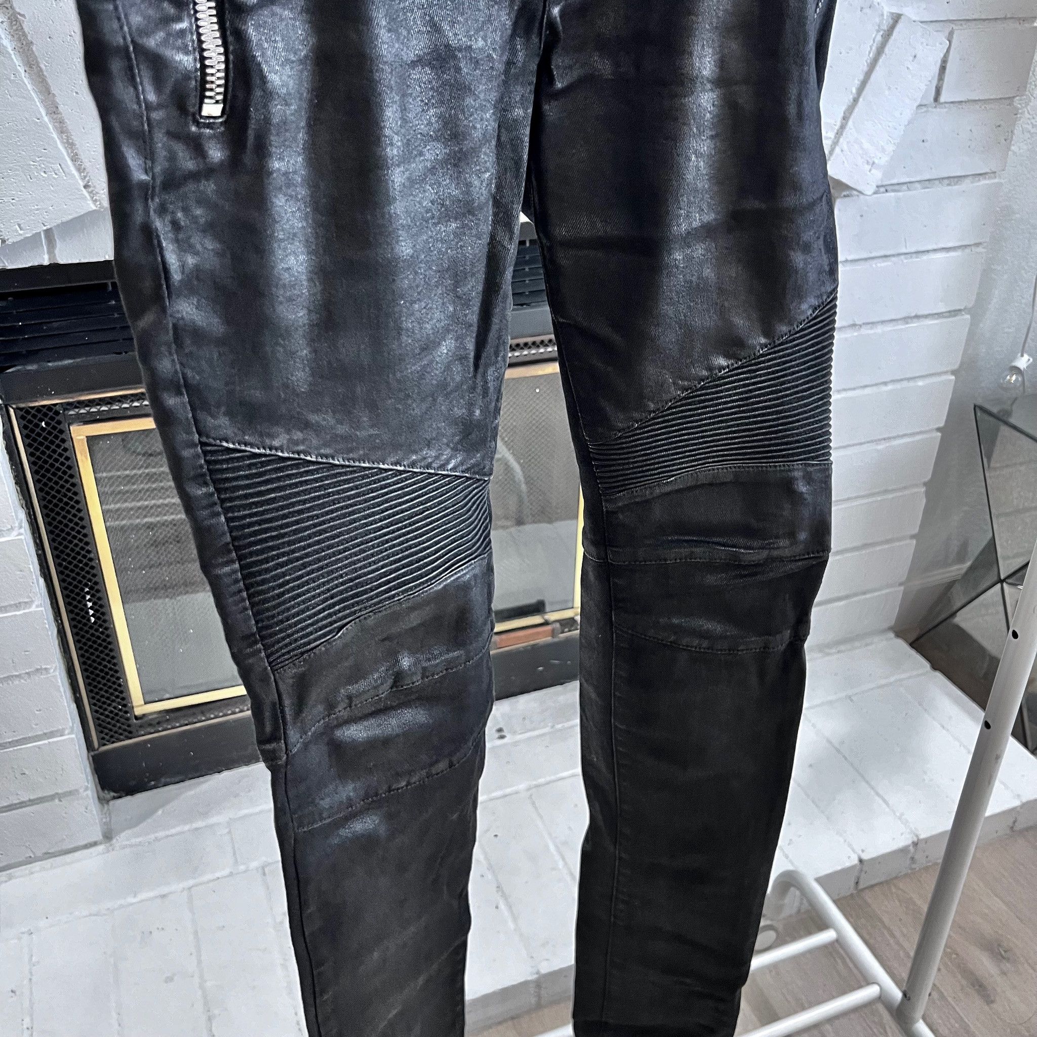 Balmain Balmain Waxed Coated Biker Moto Denim Jeans Size US 30 / EU 46 - 4 Thumbnail