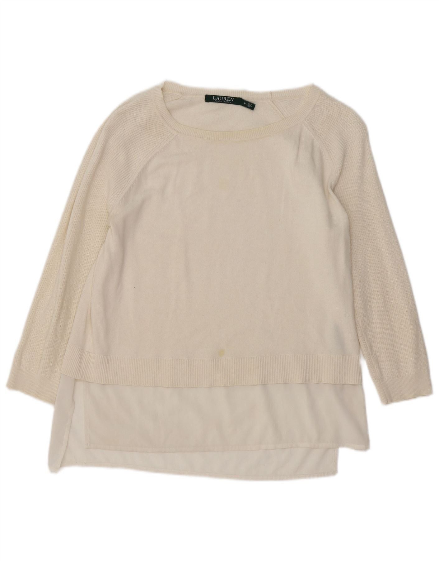Ralph Lauren Womens Boat Neck Jumper Sweater UK 14 Medium Off White Size M / US 6-8 / IT 42-44 - 1 Thumbnail