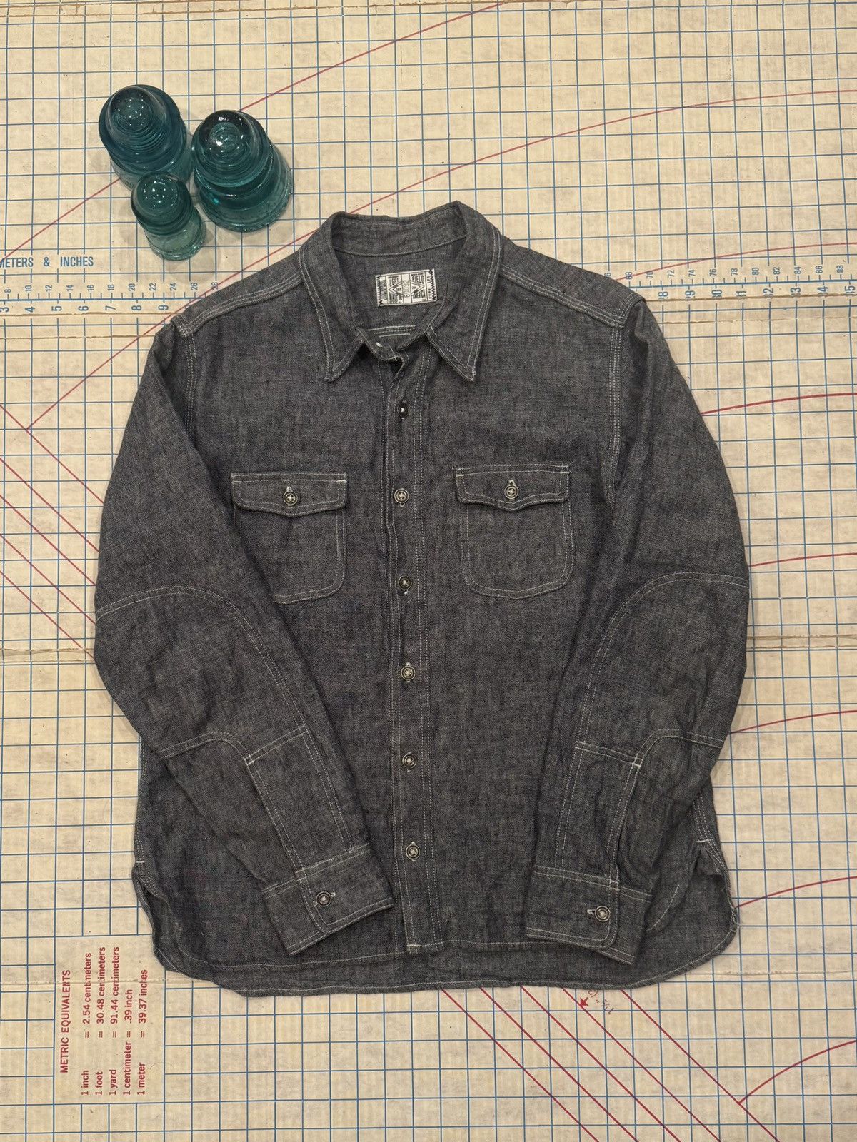 Left Field Nyc Left Field NYC Japanese Chambray Dust Bowl Work Shirt Medium Size US M / EU 48-50 / 2 - 3 Thumbnail