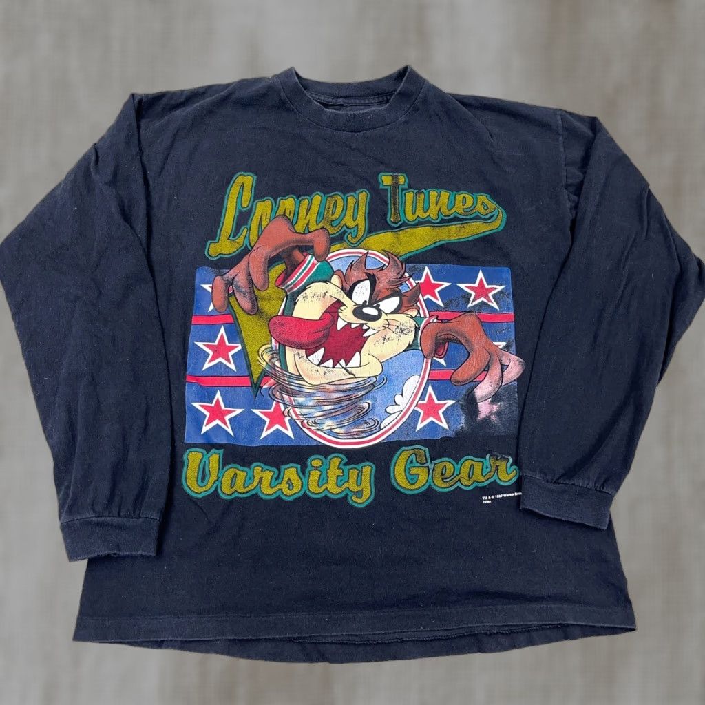 Vintage VINTAGE Looney Tunes Shirt Men Large Crew Neck 1990s Black T-Shirt Tasmanian Devil Tasmanian Devil 90s Cartoon Retro Mens Size US L / EU 52-54 / 3 - 1 Thumbnail