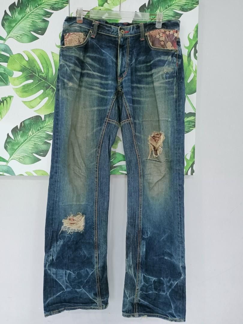 Eternal Eternal Kurashiki Japan Patchwork Distressed Jeans Size US 35 - 1 Thumbnail