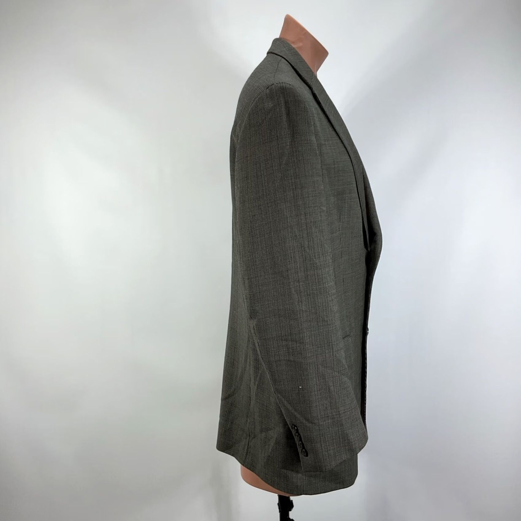 Ralph Lauren VINTAGE Lauren Ralph Lauren LRL Blazer Mens 50L Houndstooth Gray Wool Tweed Sport Coat Two-Button Notch Lapel Long Jacket Coat Mens Regular Big & Tall Size 50R - 6 Thumbnail