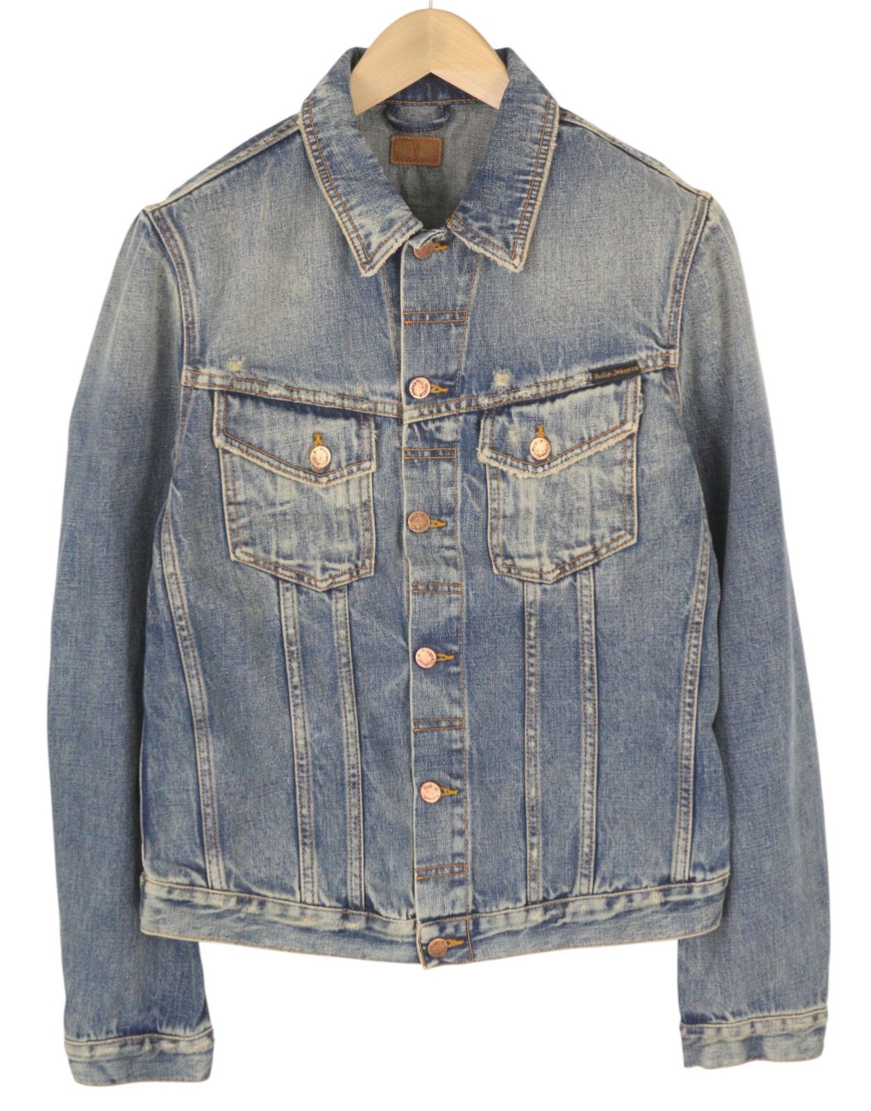 Nudie Jeans BILLY M Shimmering Indigo Button-Up Ripped Denim 85888 Size US M / EU 48-50 / 2 - 1 Thumbnail