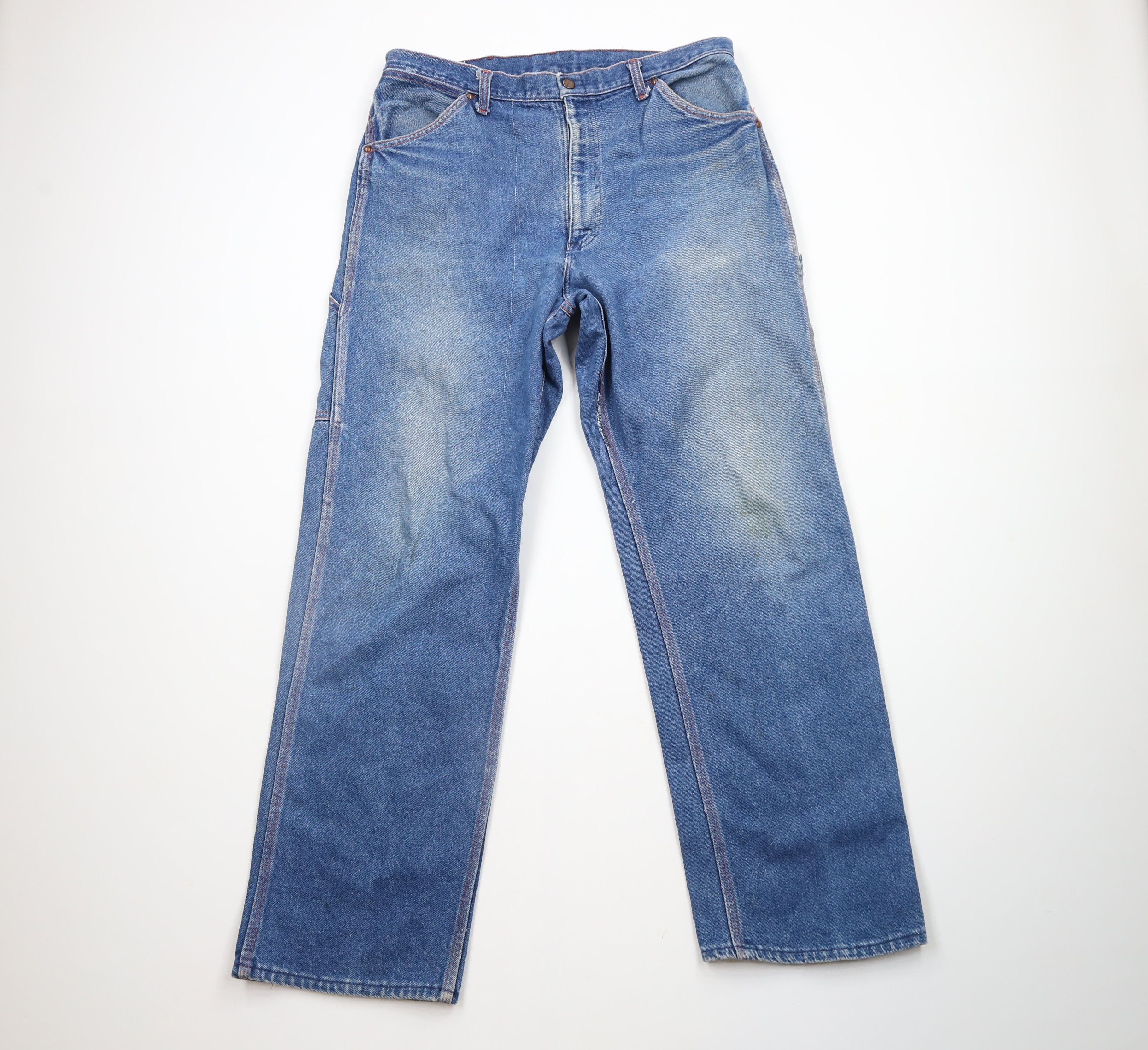 Vintage 70s Big Mac Wide Leg Dungaree Denim Jeans Blue USA