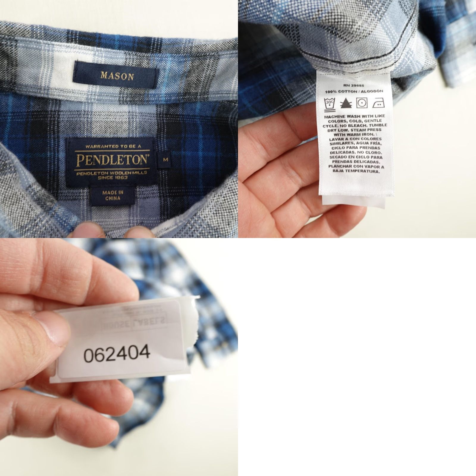 Pendleton VINTAGE Pendleton Shirt Men Medium Blue Plaid Flannel Mason Button-Up Outdoors Work Casual Size US M / EU 48-50 / 2 - 8 Thumbnail