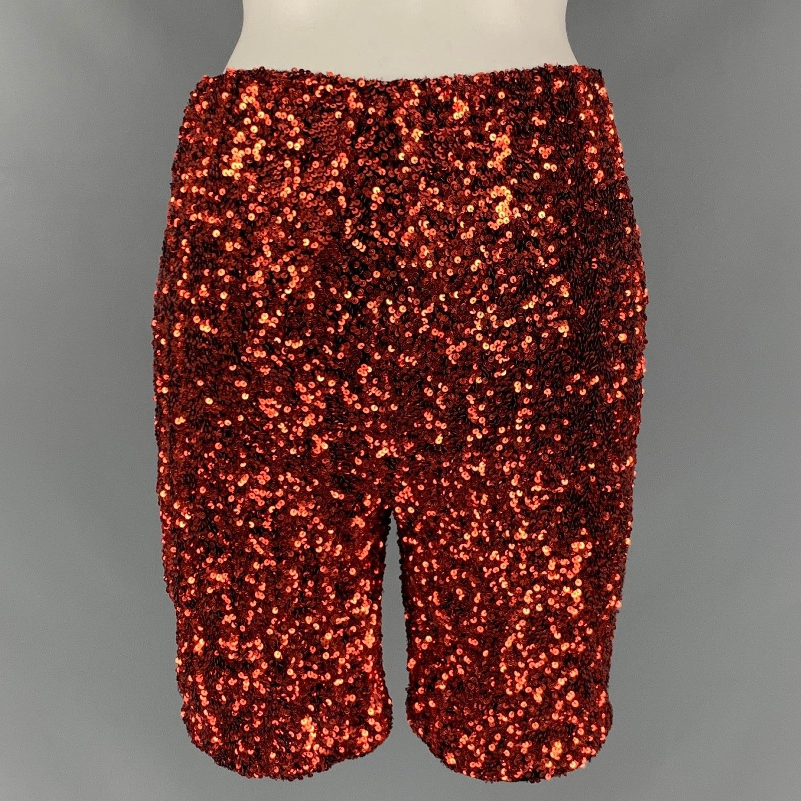 Retrofete RETROFETE Size S Orange Sequined Shorts Size 27" / US 4 / IT 40 - 4 Thumbnail