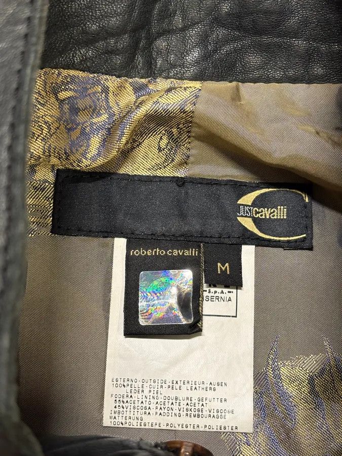 Just Cavalli 2000s Cavalli Raw Black Embroidered Flowers Leather Jacket Size US S / EU 44-46 / 1 - 9 Thumbnail