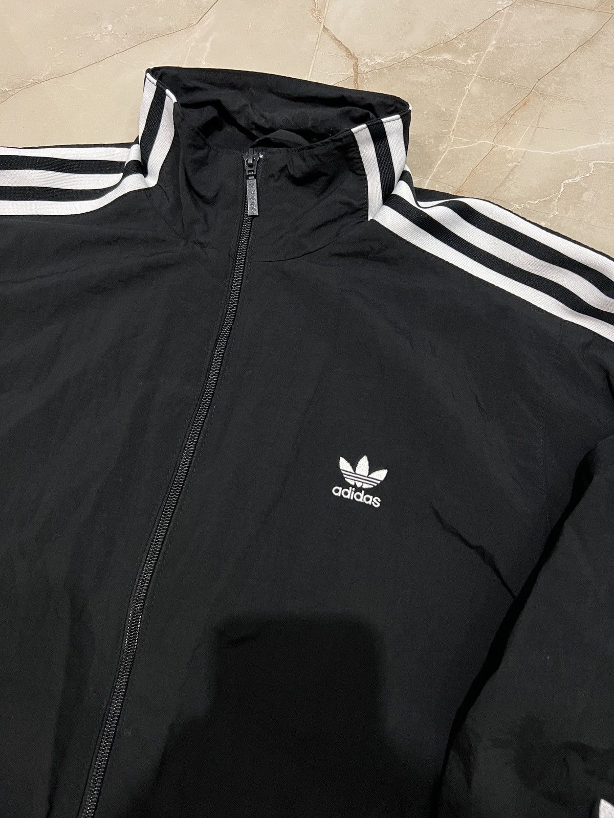 Vintage Vintage Adidas sweatshirt jacket black with white stripes Size US M / EU 48-50 / 2 - 3 Thumbnail