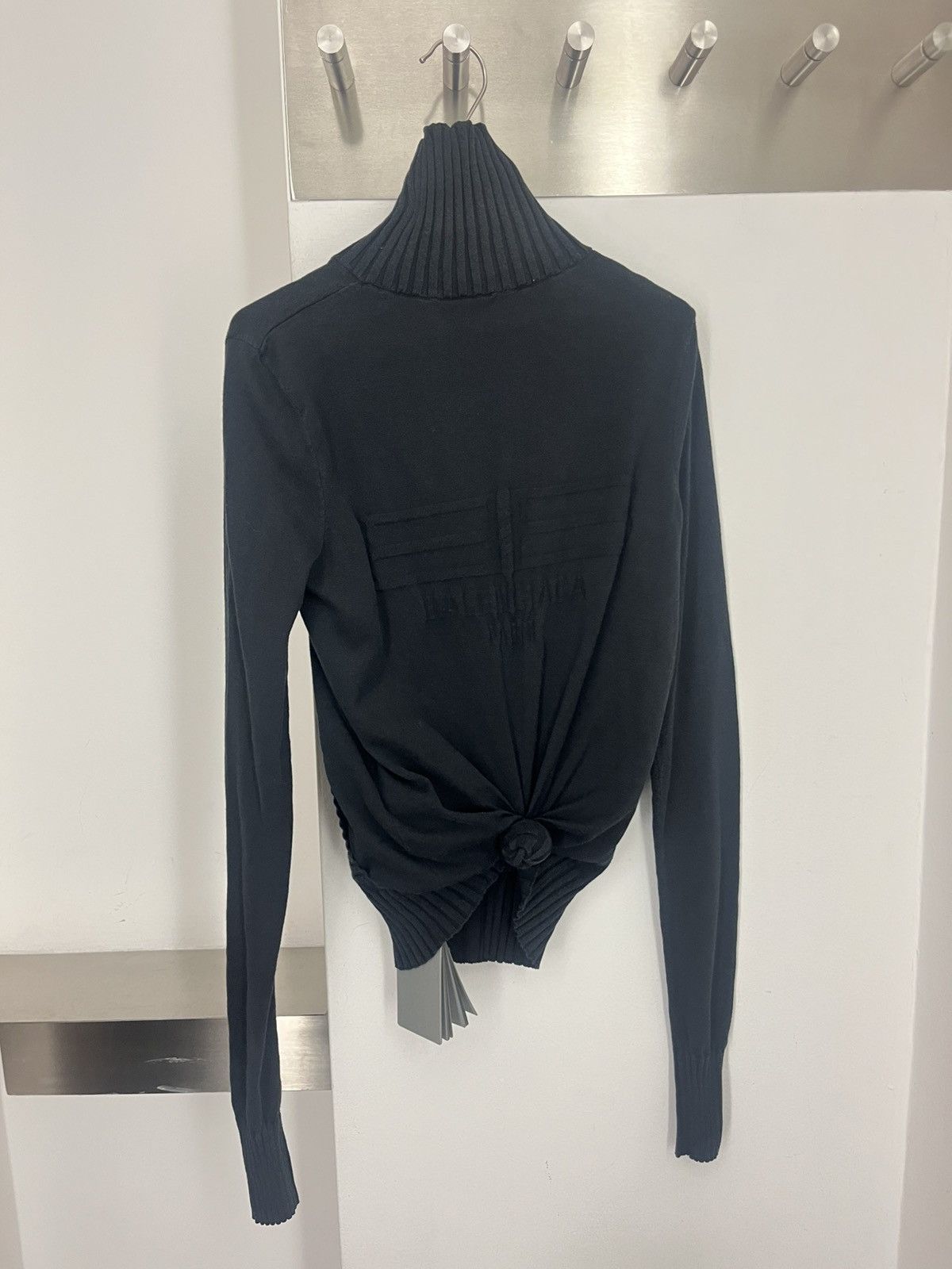 Balenciaga BB PARIS ICON KNOTTED FITTED ZIP-UP JACKET IN BLACK Size M / US 6-8 / IT 42-44 - 3 Thumbnail