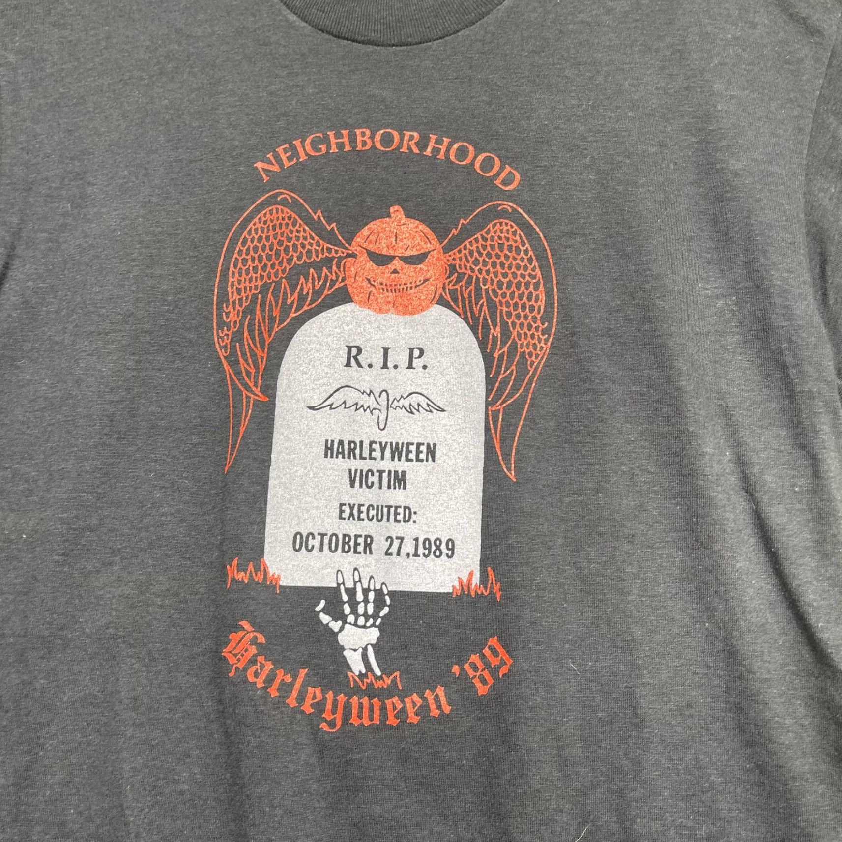 Vintage VINTAGE Neighborhood Harleyween Shirt Mens Large Black Halloween Graphic 1989 90s Size US L / EU 52-54 / 3 - 2 Thumbnail