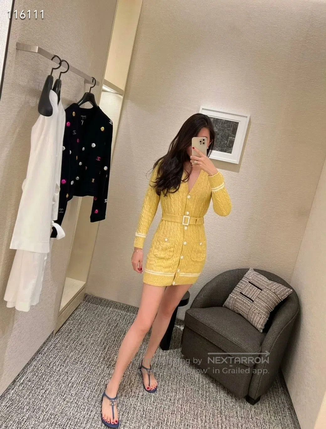Chanel Chanel 22P Yellow Knit Dress. Size XXS / US 00 / IT 34 - 9 Thumbnail