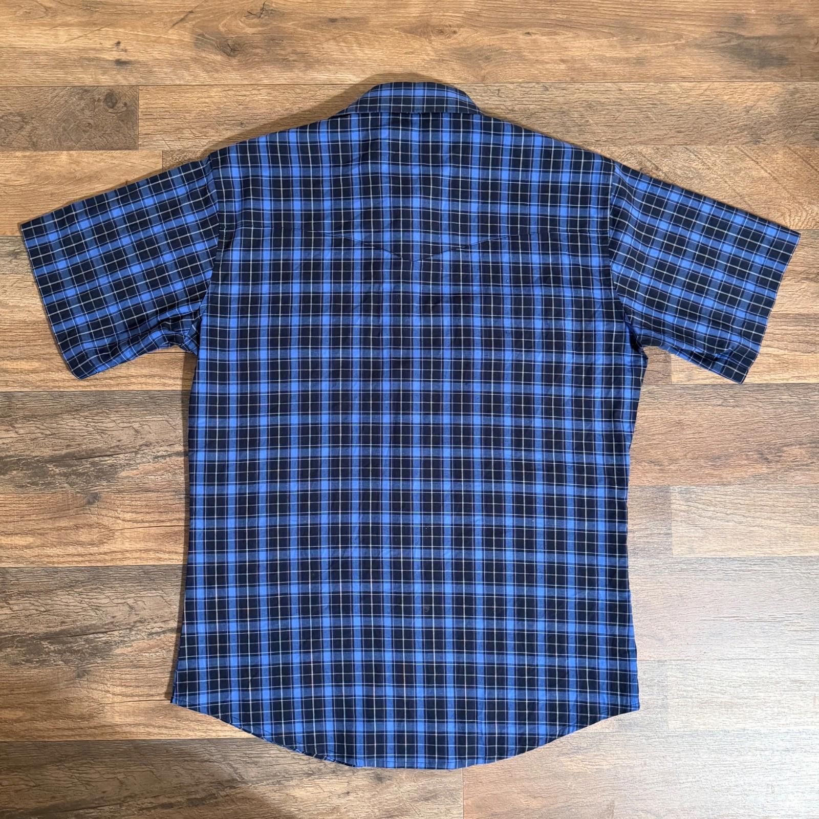 Wrangler WRANGLER Shirt Blue Plaid Pearl Snap Western Mens Large Size US L / EU 52-54 / 3 - 3 Thumbnail