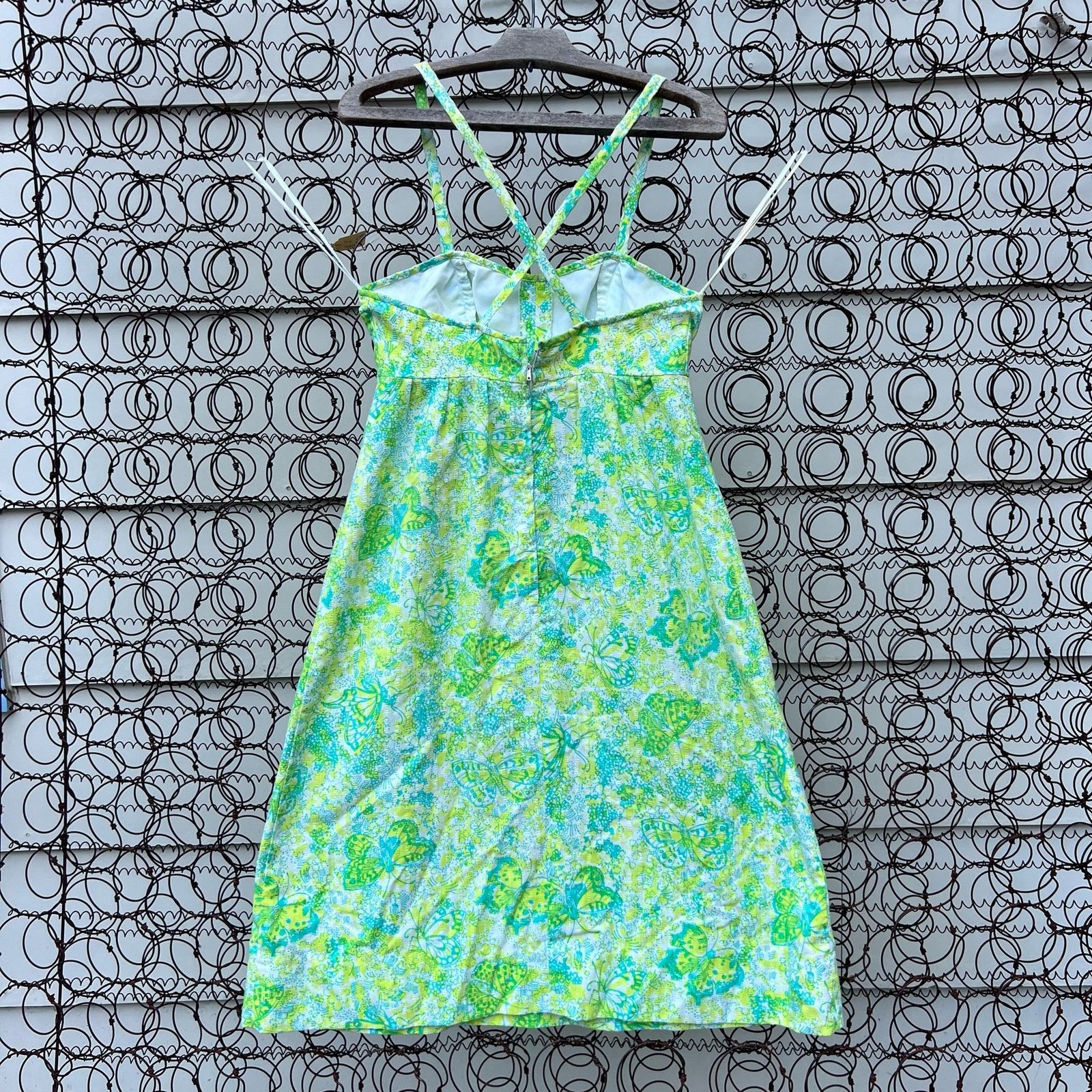 Lilly Pulitzer 60s Lilly Pulitzer Blue Green Daisy Butterfly Strap Sundress Size M / US 6-8 / IT 42-44 - 2 Thumbnail