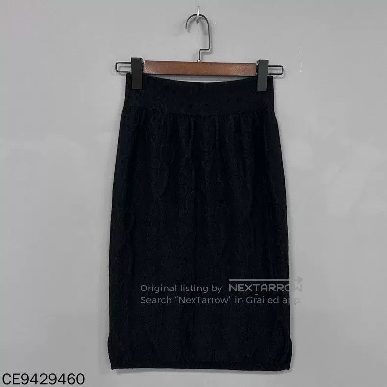 Hermes Hermes Black Pig Nose Pattern Cashmere Skirt Size 24" / US 00 / IT 34 - 2 Thumbnail
