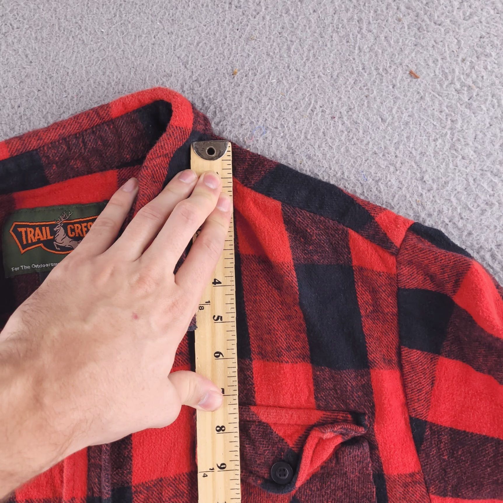 Vintage Trail Crest Shirt Mens XL Red 100% Cotton Long Sleeve Plaid Flannel Button-Up Size US XL / EU 56 / 4 - 5 Thumbnail