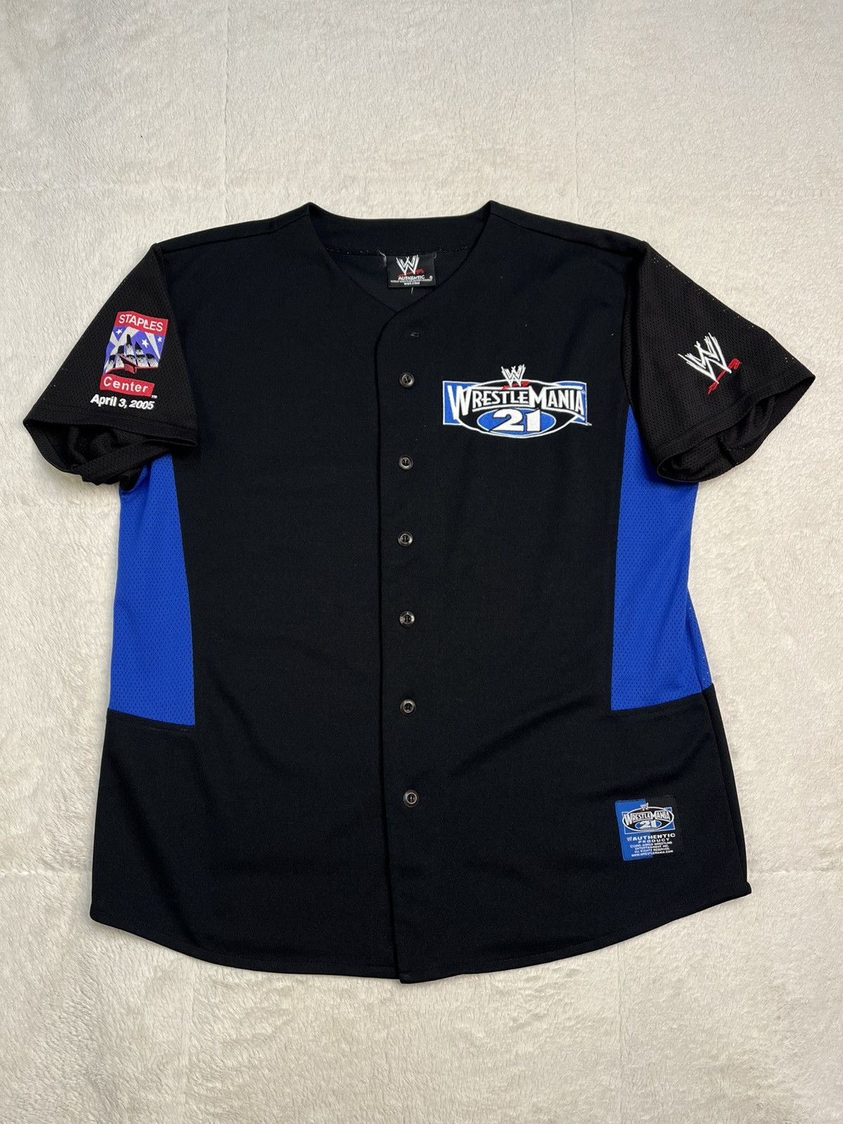 WWE 2005 WWE Wrestle Mania 21 Staples Center Embroidered Jersey Size US M / EU 48-50 / 2 - 1 Thumbnail